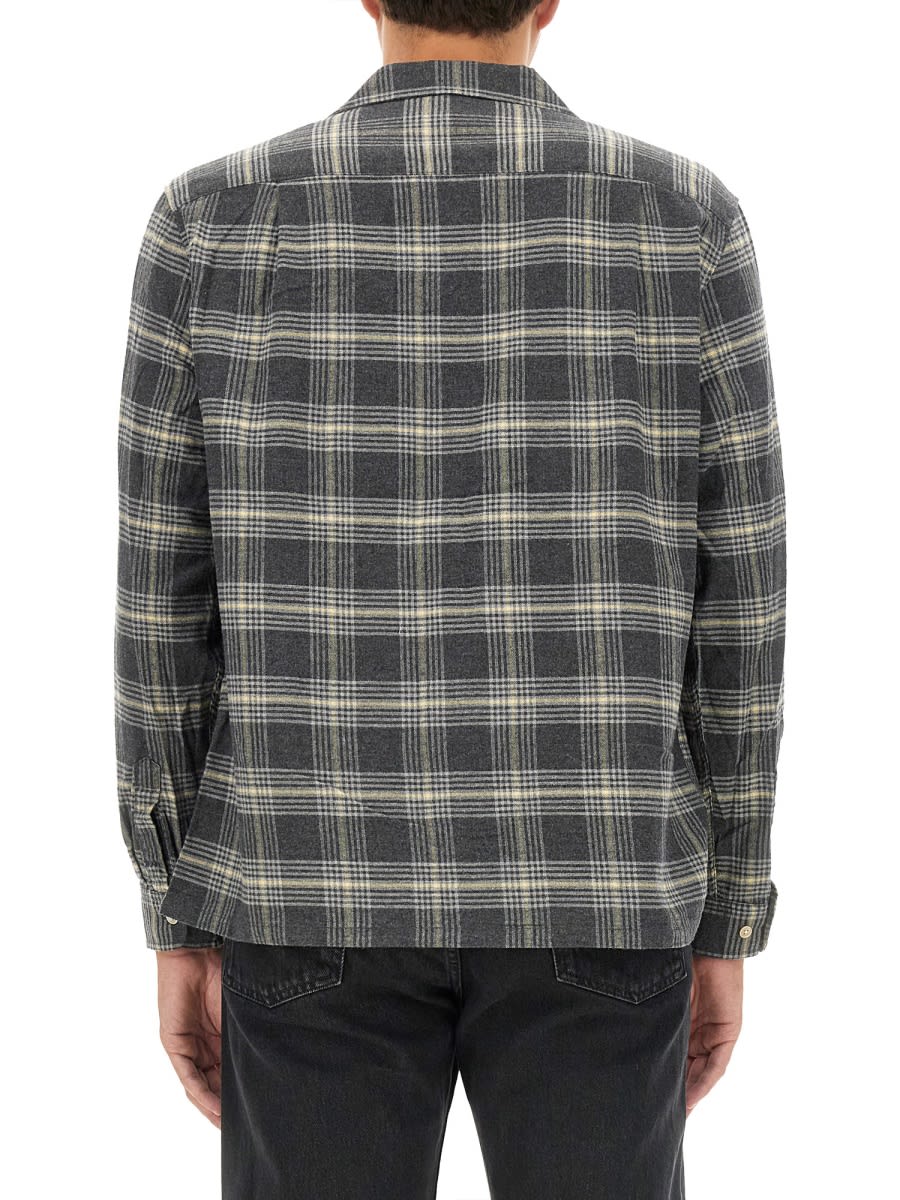 Sunflower Plaid Cotton Shirt In Grey