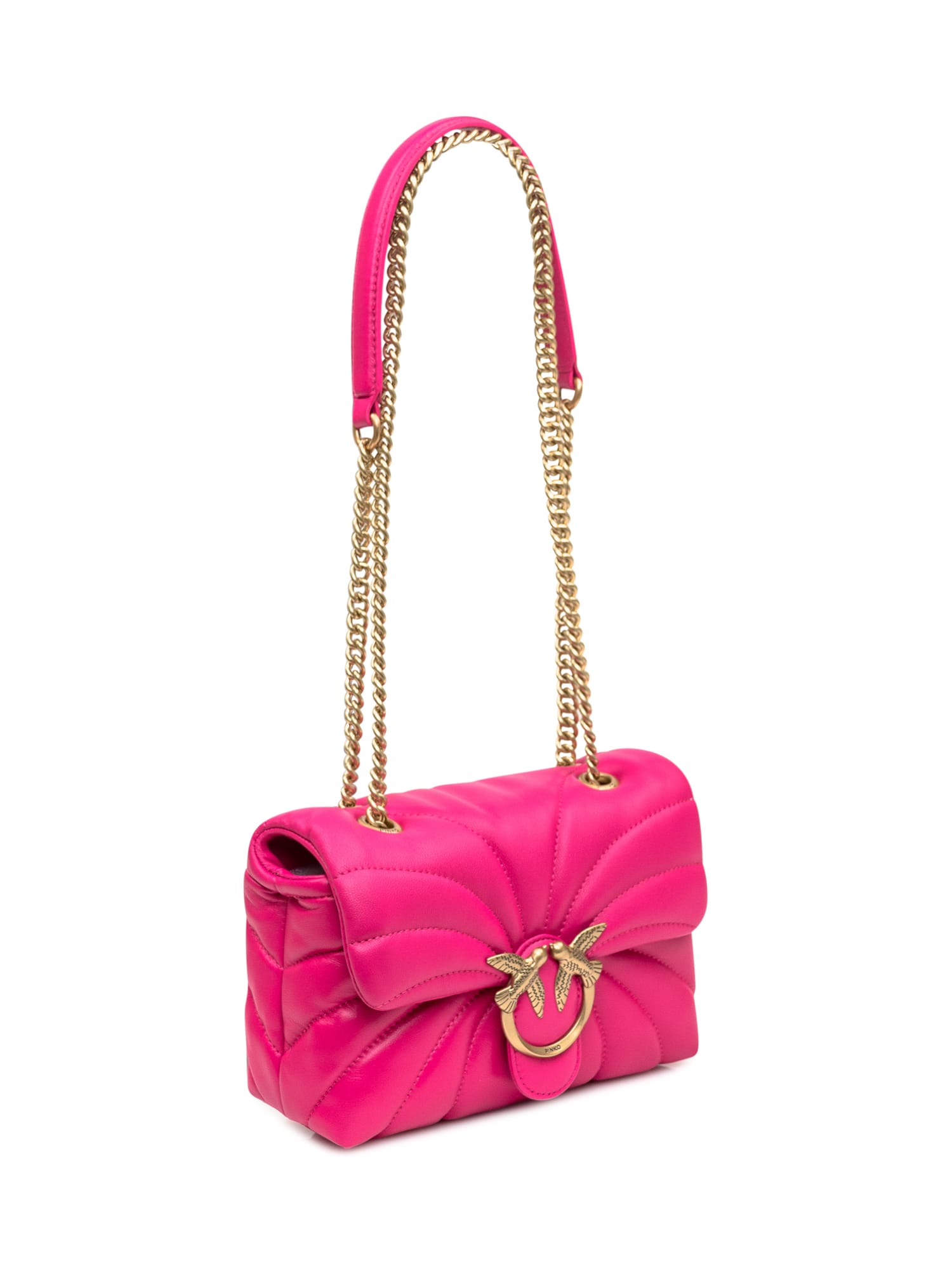 Shop Pinko Love Puff Mini Bag In Pink -antique Gold