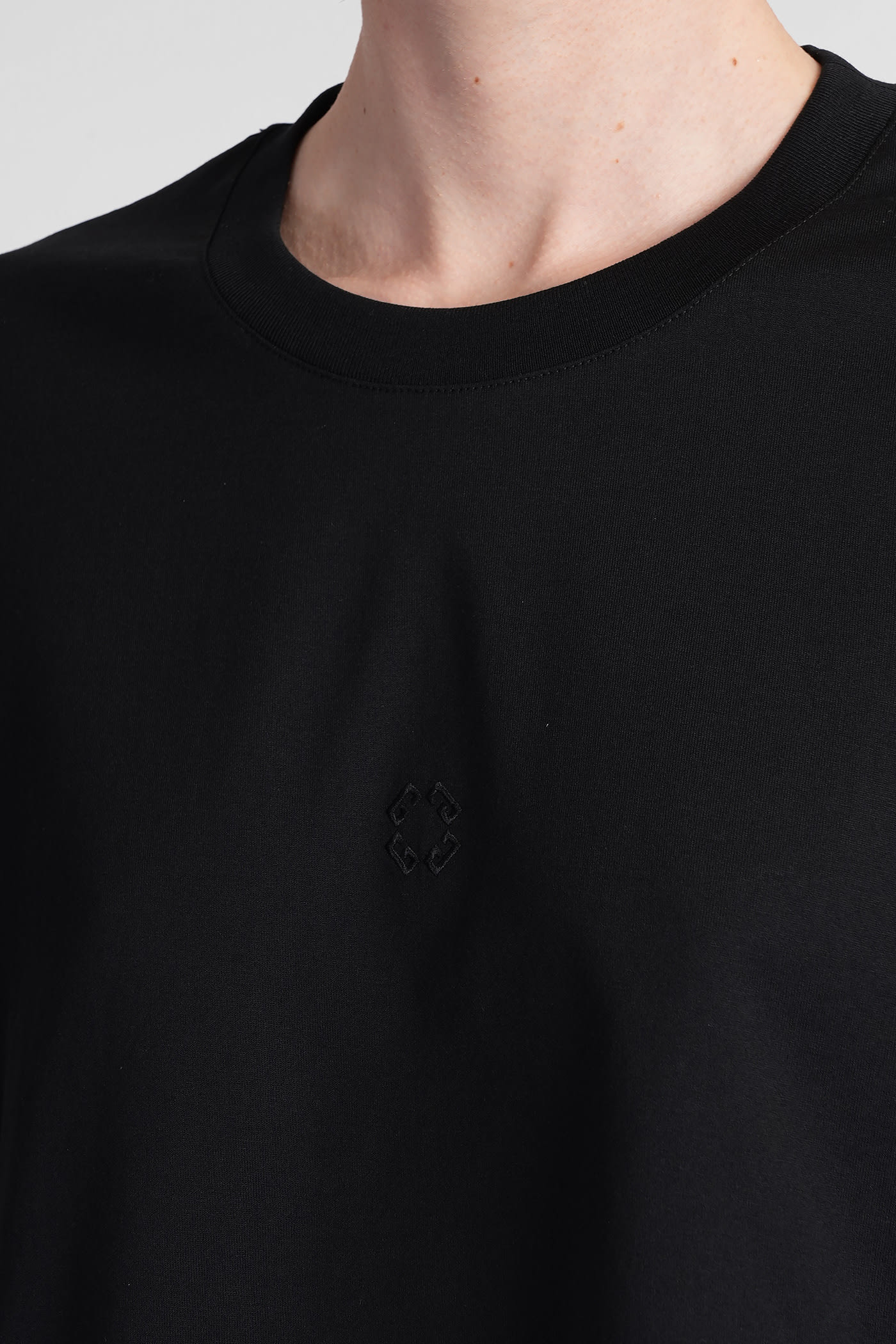 Givenchy Overlapped Cropped T-shirt In Cotton And Python Tulle In Black