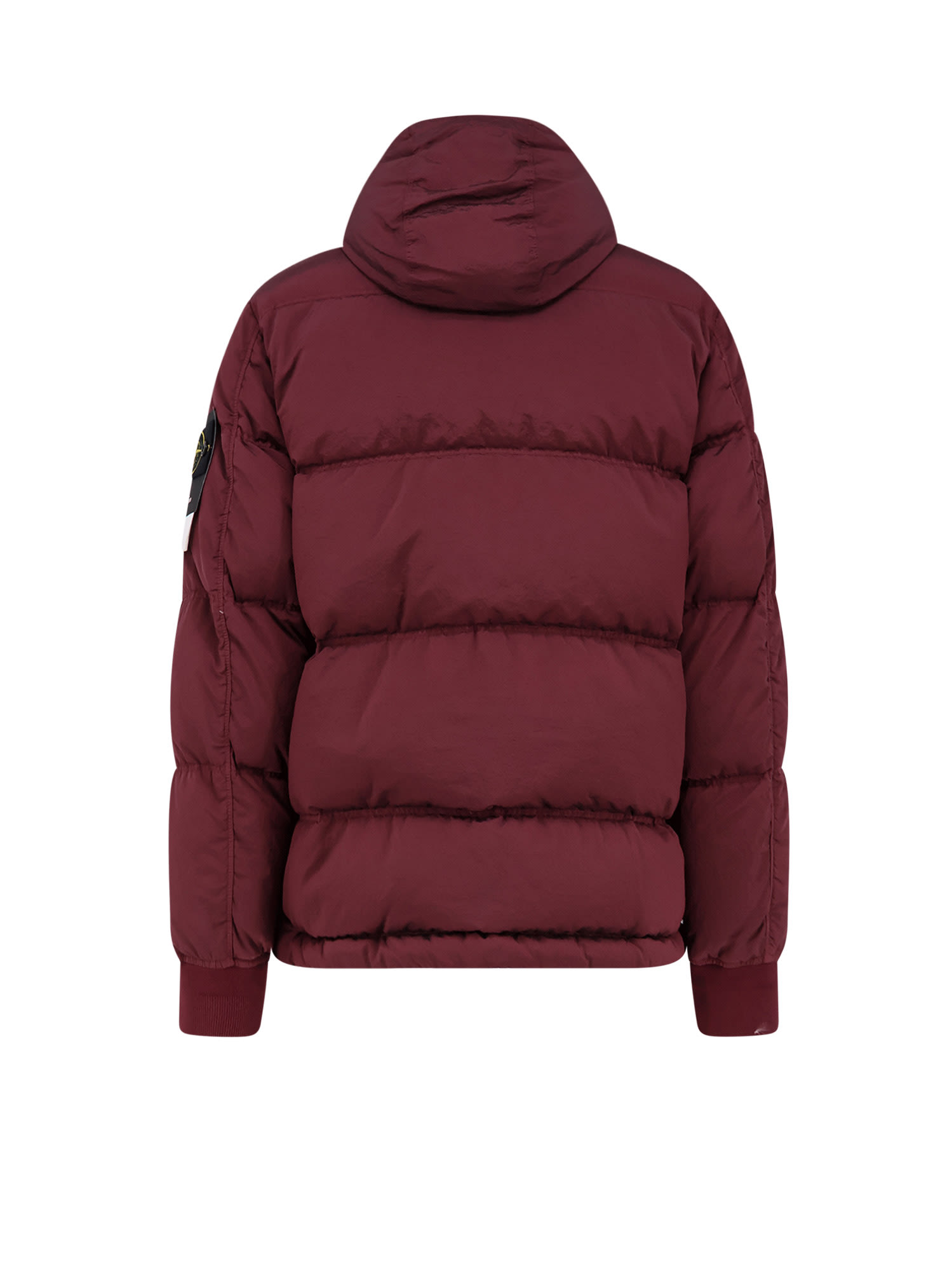 Stone Island Insulated Hooded Nylon Jacket In Burgundy