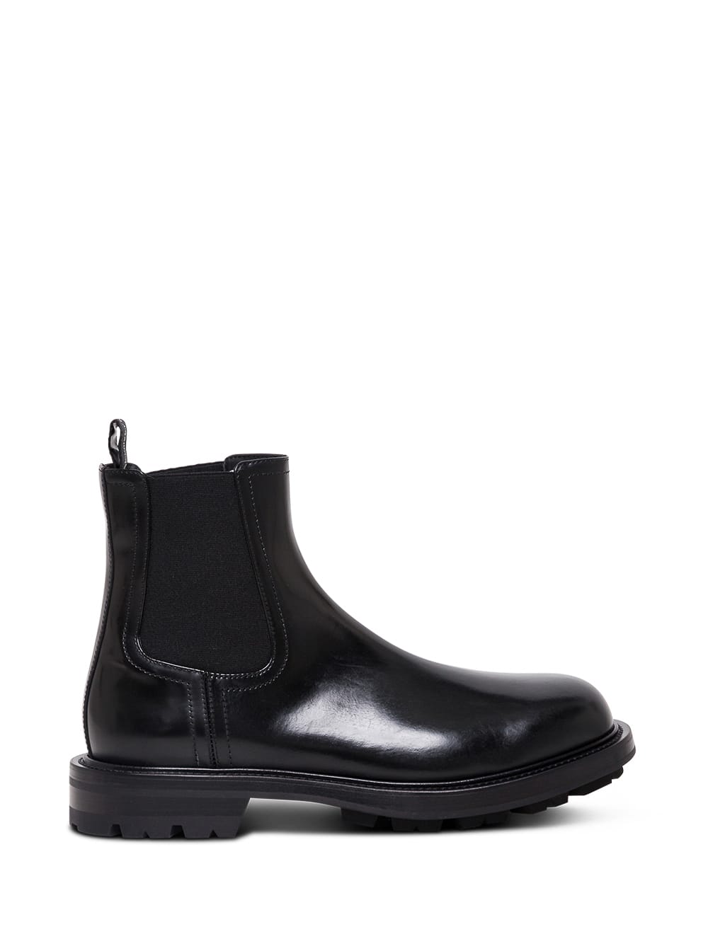 Alexander Mcqueen Mans Black Leather Ankle Boots
