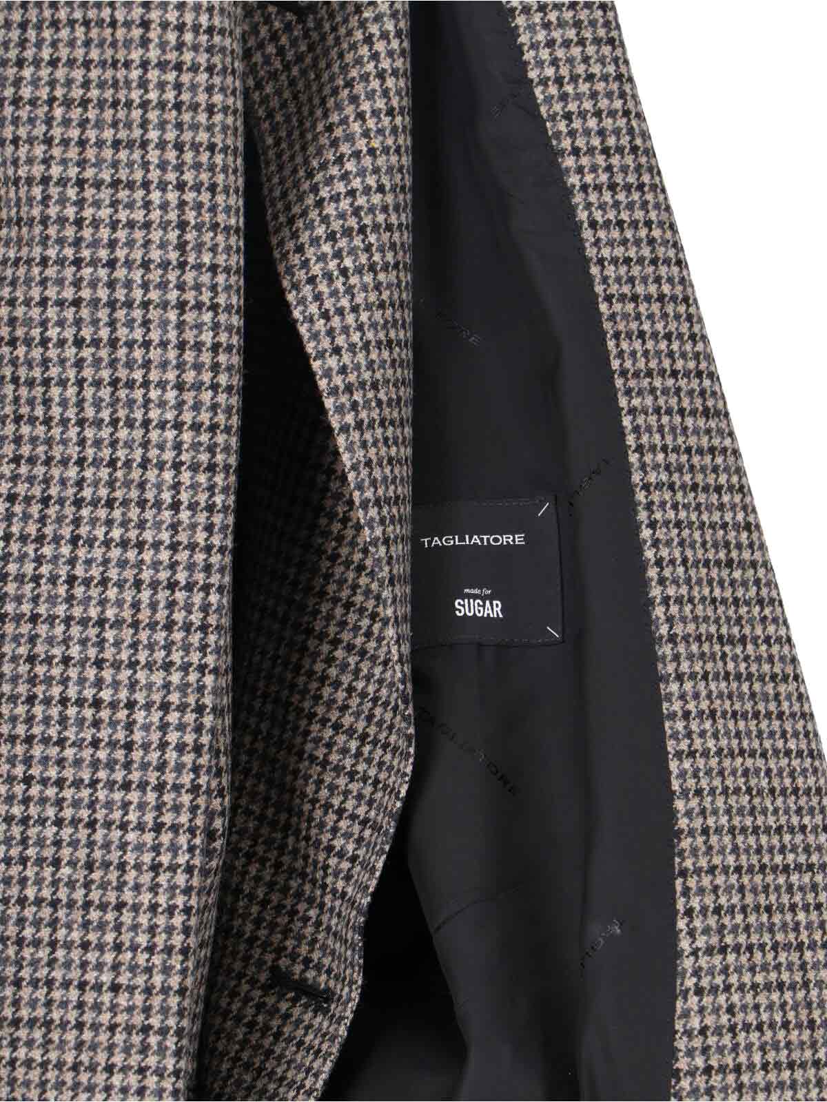Tagliatore Double-breasted Houndstooth Jacket With Tailored Silhouette In Multi