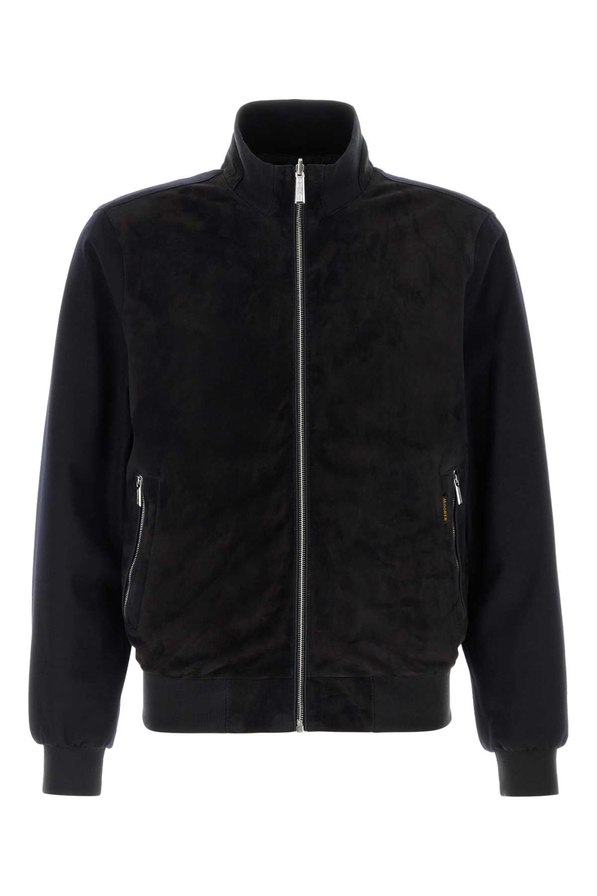 Midnight Blue Velvet Axten Bomber Jacket