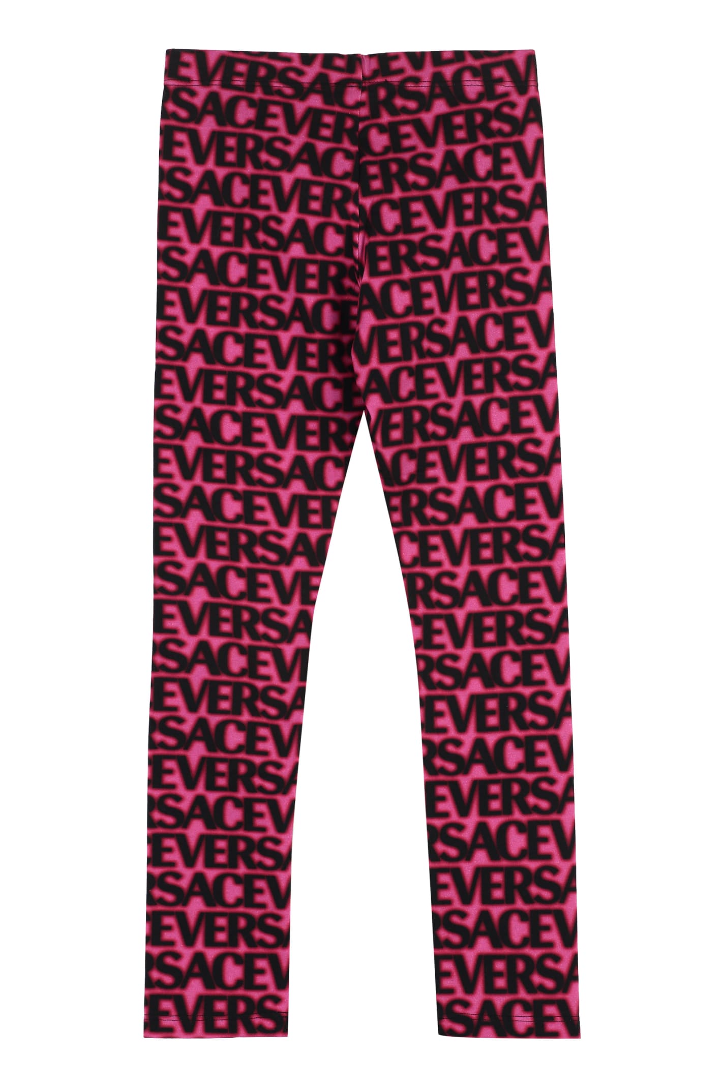 Shop Young Versace Printed Leggings In Fuchsia