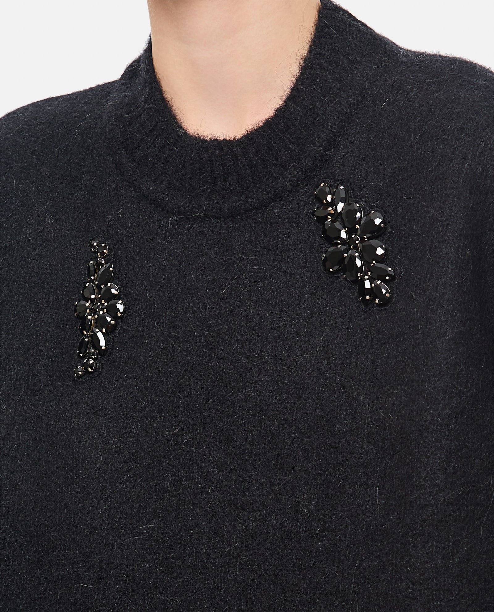 Shop Simone Rocha Alpaca Knit Relaxed Jumper W/ Turbo Emb In Black