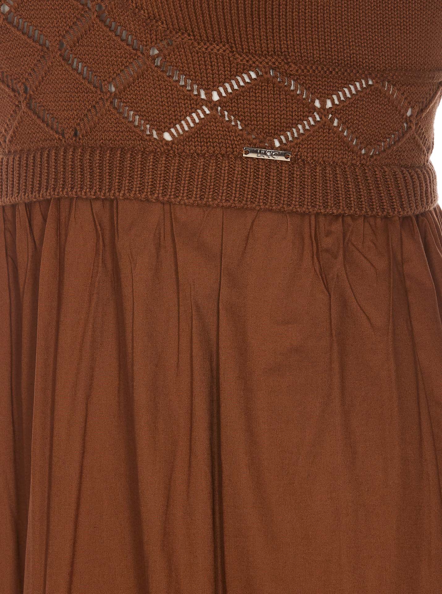 Shop Liu •jo Knit Poplin Dress In Cammello