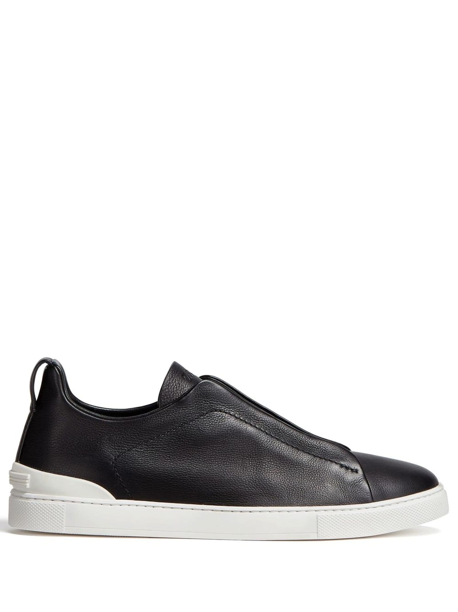 Shop Zegna Triple Stitch Secondskin Sneakers In Black