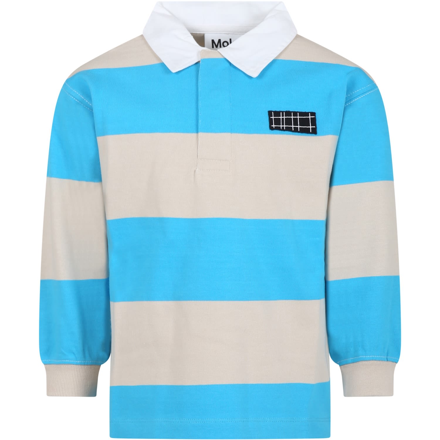 Molo Kids' Light Blue Polo Shirt For Boy In Multicolor