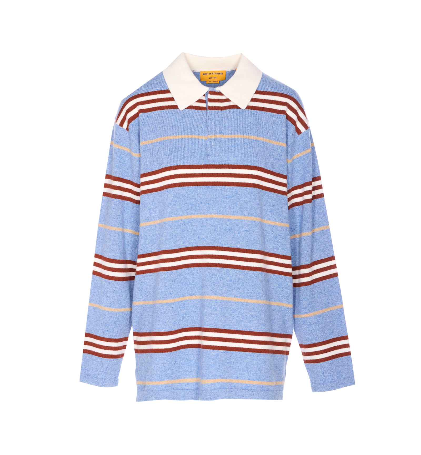 Guest In Residence Women Cashmere Striped Polo Shirt In Blue