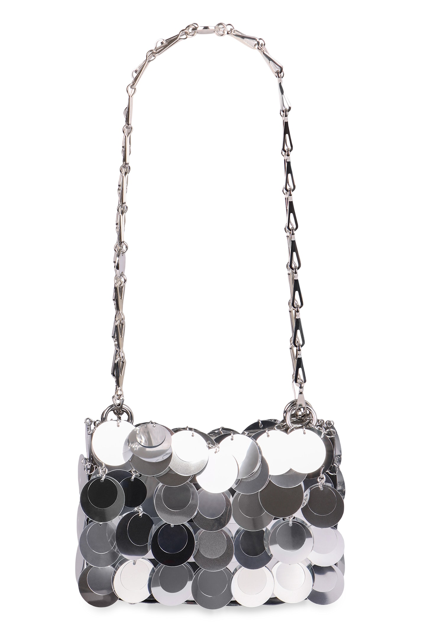 Rabanne Sparkles Discs Nano Bag In Silver