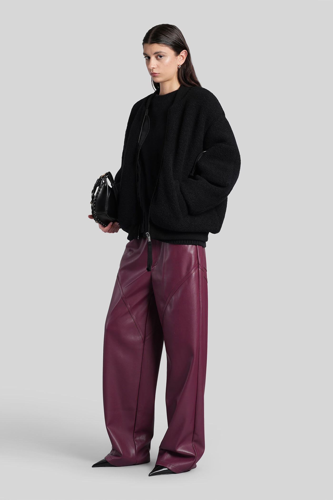 Laneus Bomber Jacket In Black Wool In Black