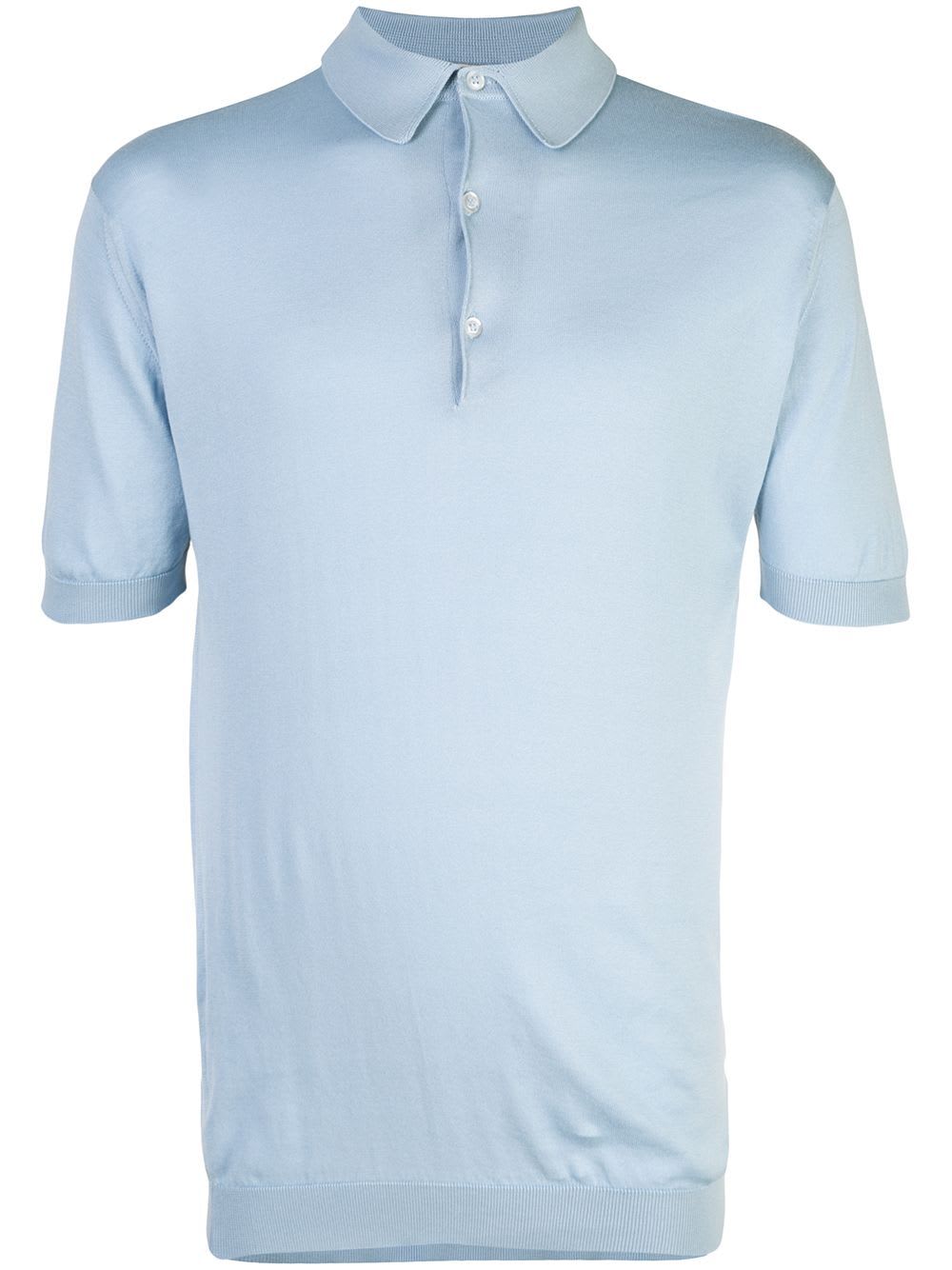 Shop John Smedley Adrian Short Sleeves Shirt In Mirage Blue
