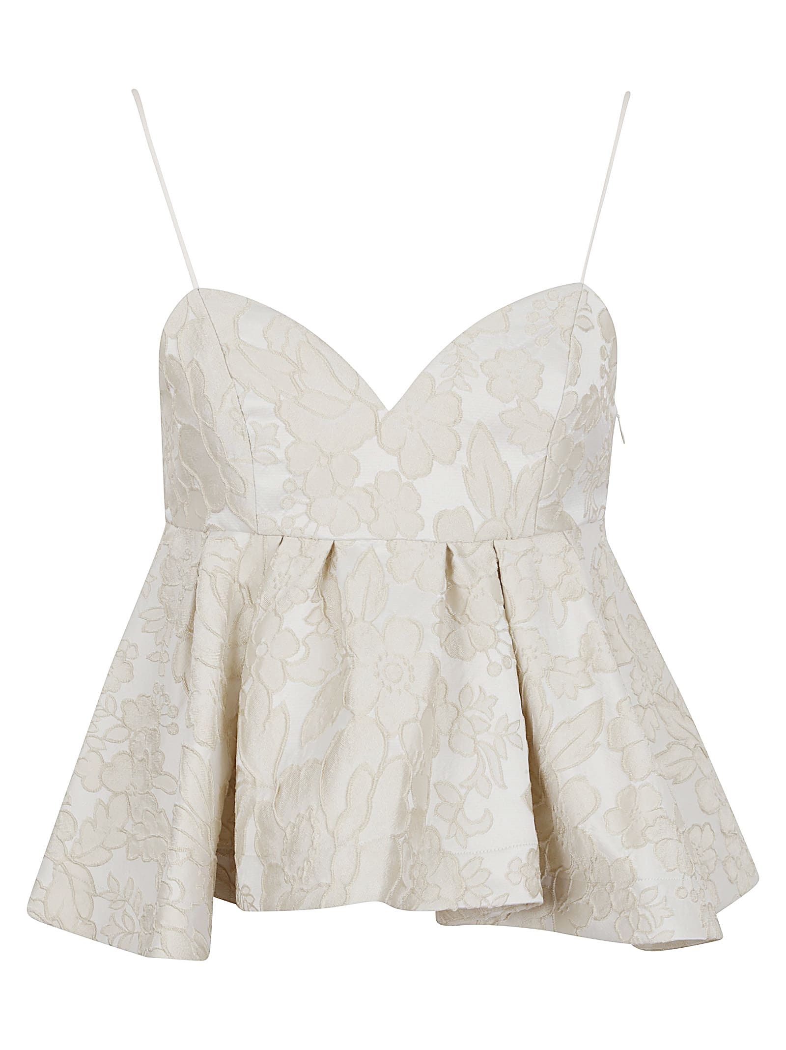 La Doublej Floral-lace Peplum Top In White