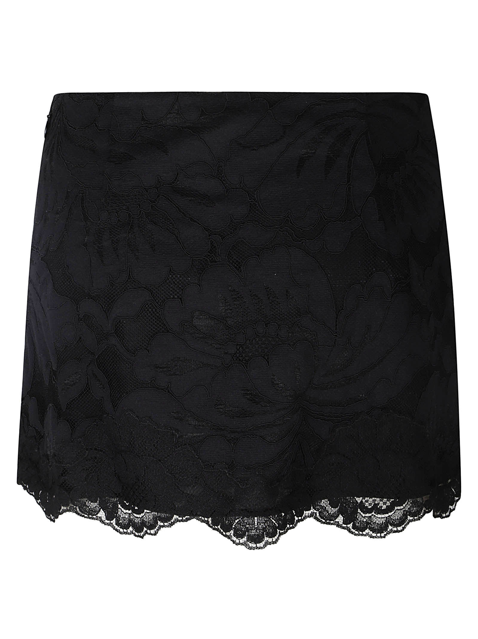 Shop N°21 Floral Laced Skirt In Nero