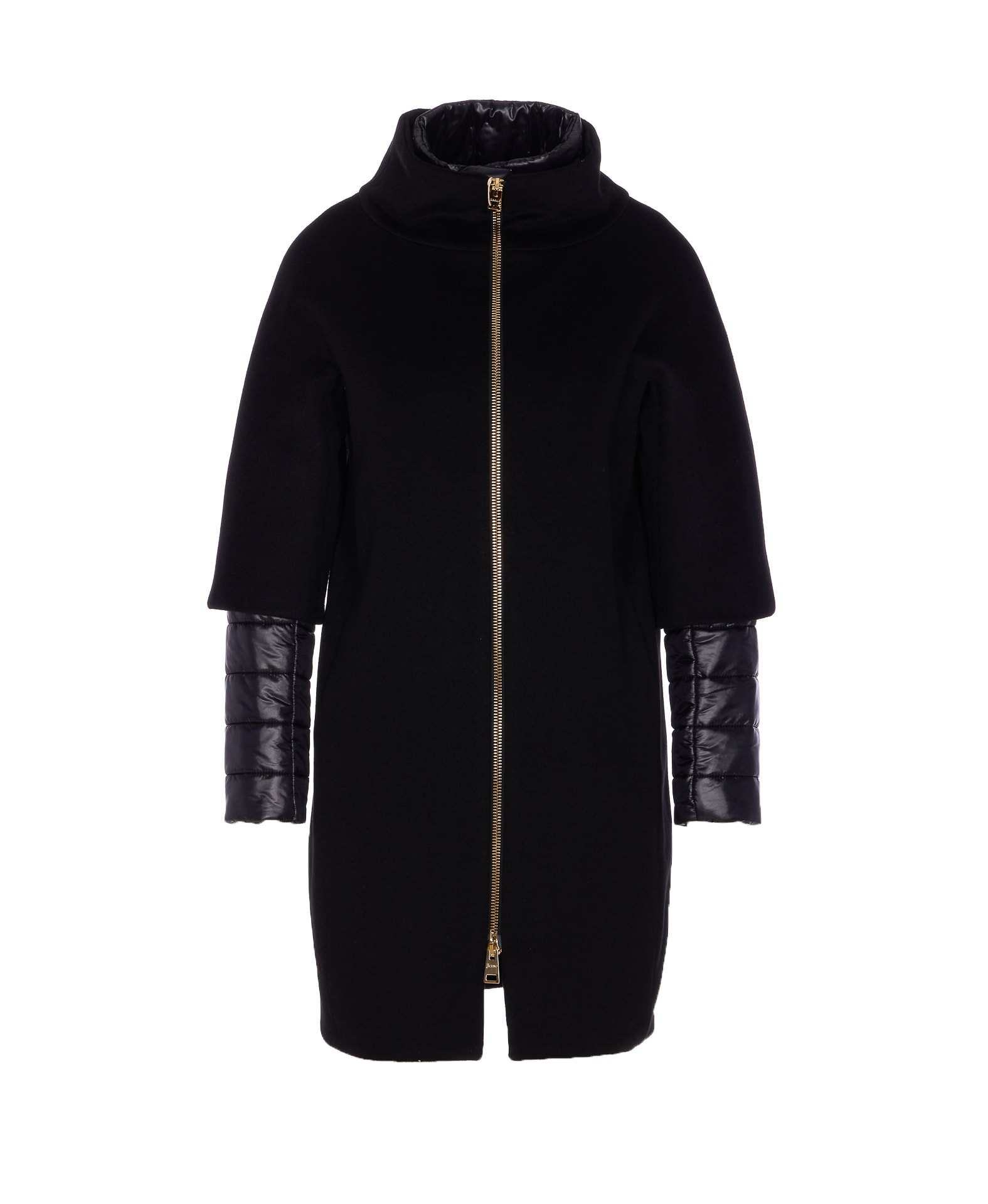 Herno Black Virgin Wool Coats In Black