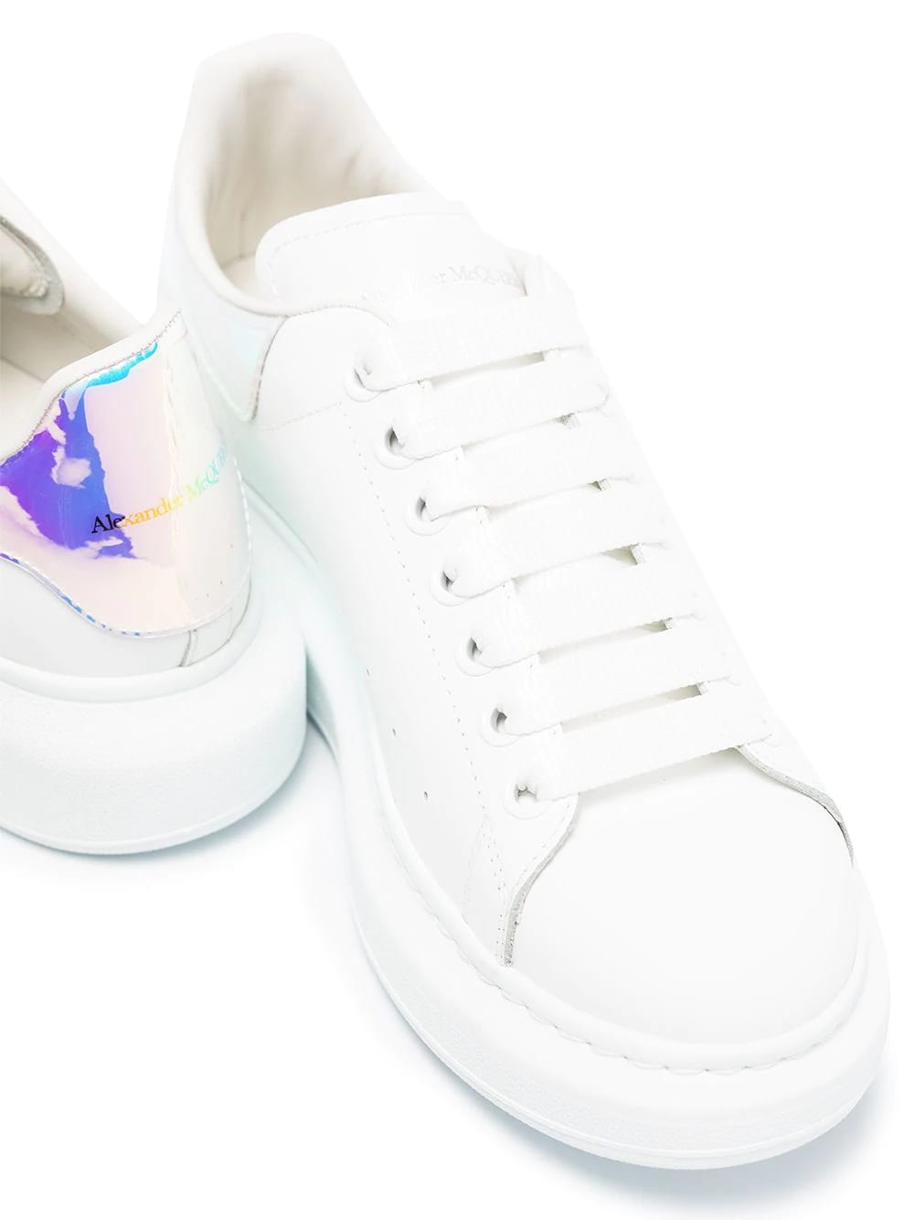 Shop Alexander Mcqueen White Oversized Sneakers With Iridescent Spoiler