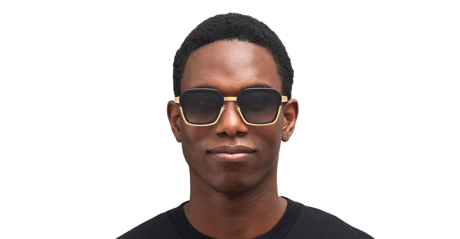 Mykita Misty - Glossy Gold / Milky Indigo Sunglasses In Black