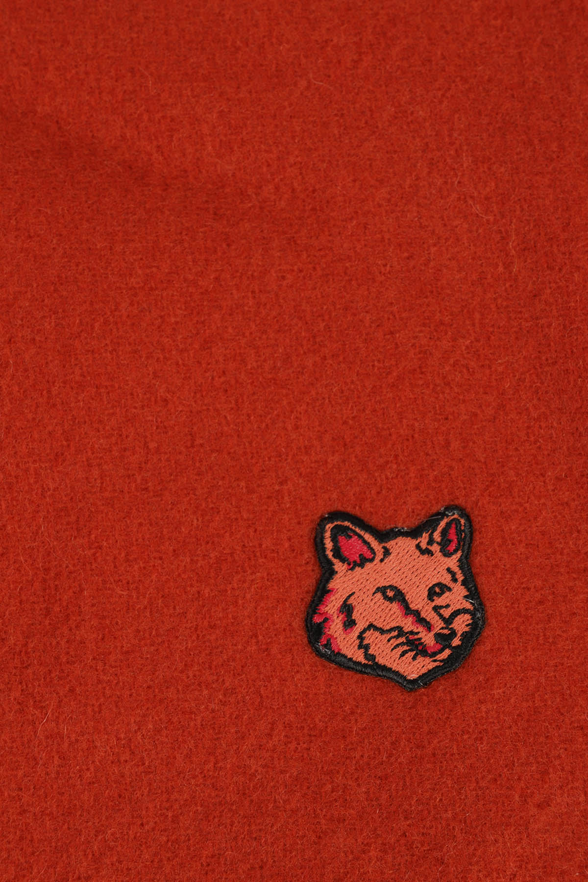 Maison Kitsuné Fox Head Patch Scarf In Burnt Red Rust | ModeSens