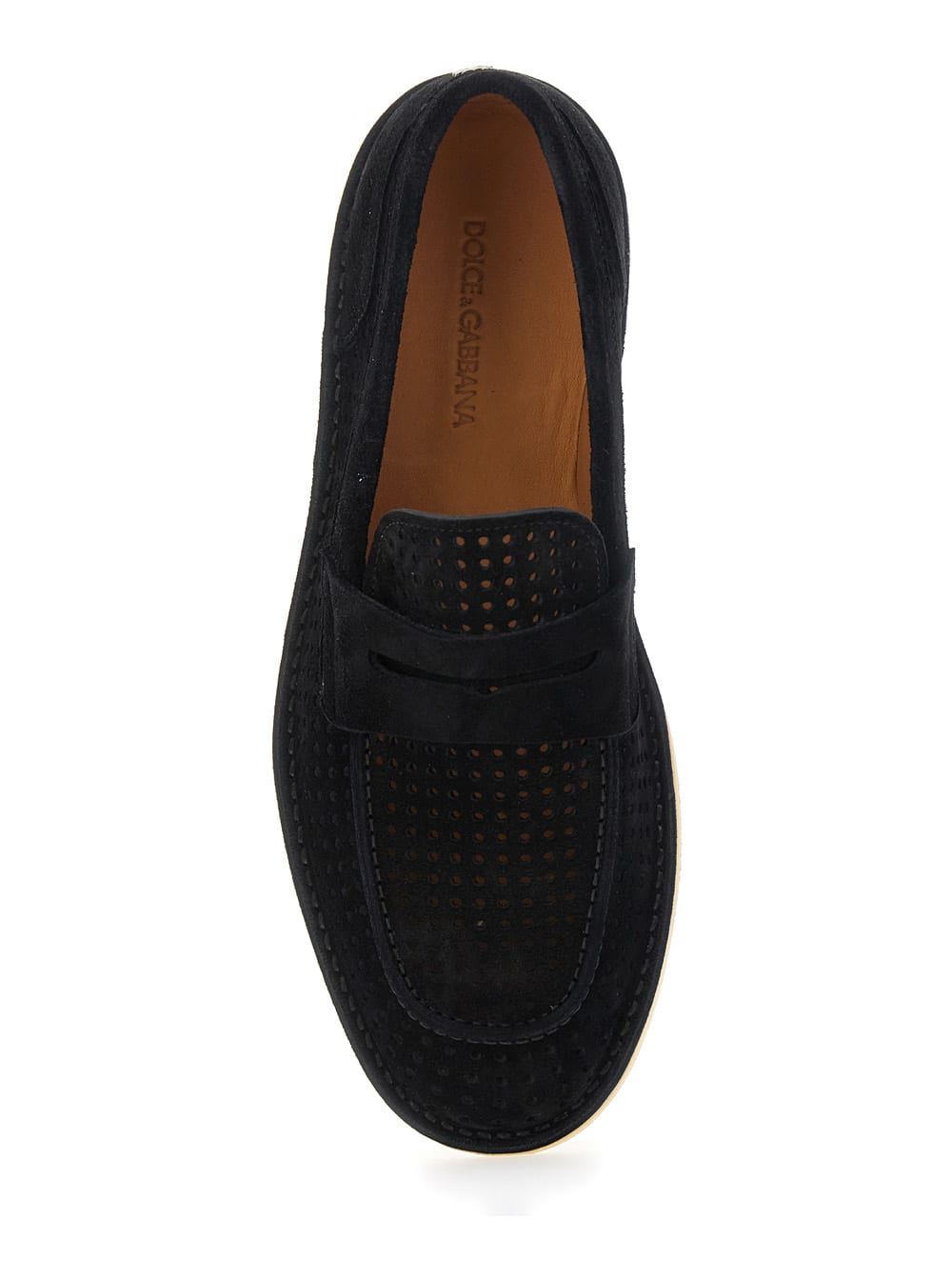 Dolce & Gabbana 'florio' Black Loafers With Logo Detail On The Rear And Penny Slot In Black