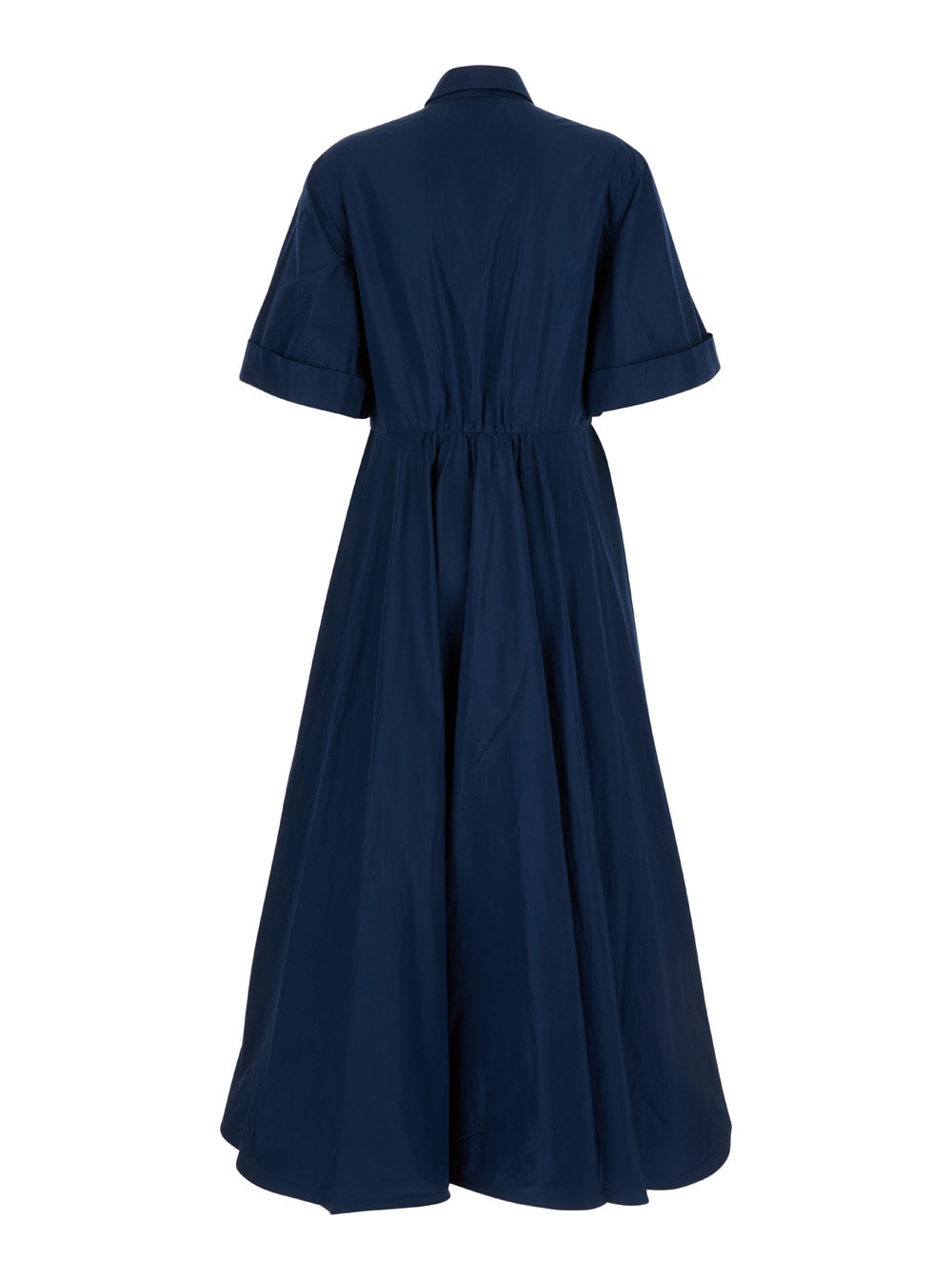 Blue Popline Midi Dress In Crepe Fabric Woman
