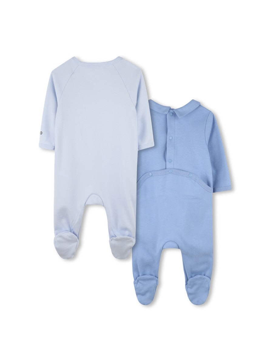Kenzo Light Blue Babygrow Set For Baby Boy With Kotora In Blue