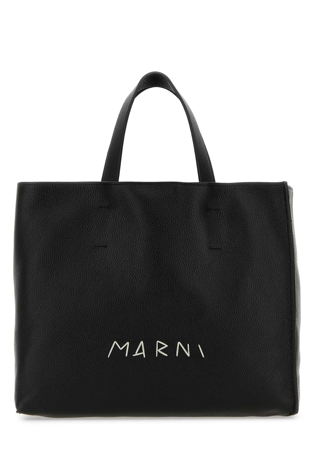 Marni Black Leather Museo Soft Shopping Bag