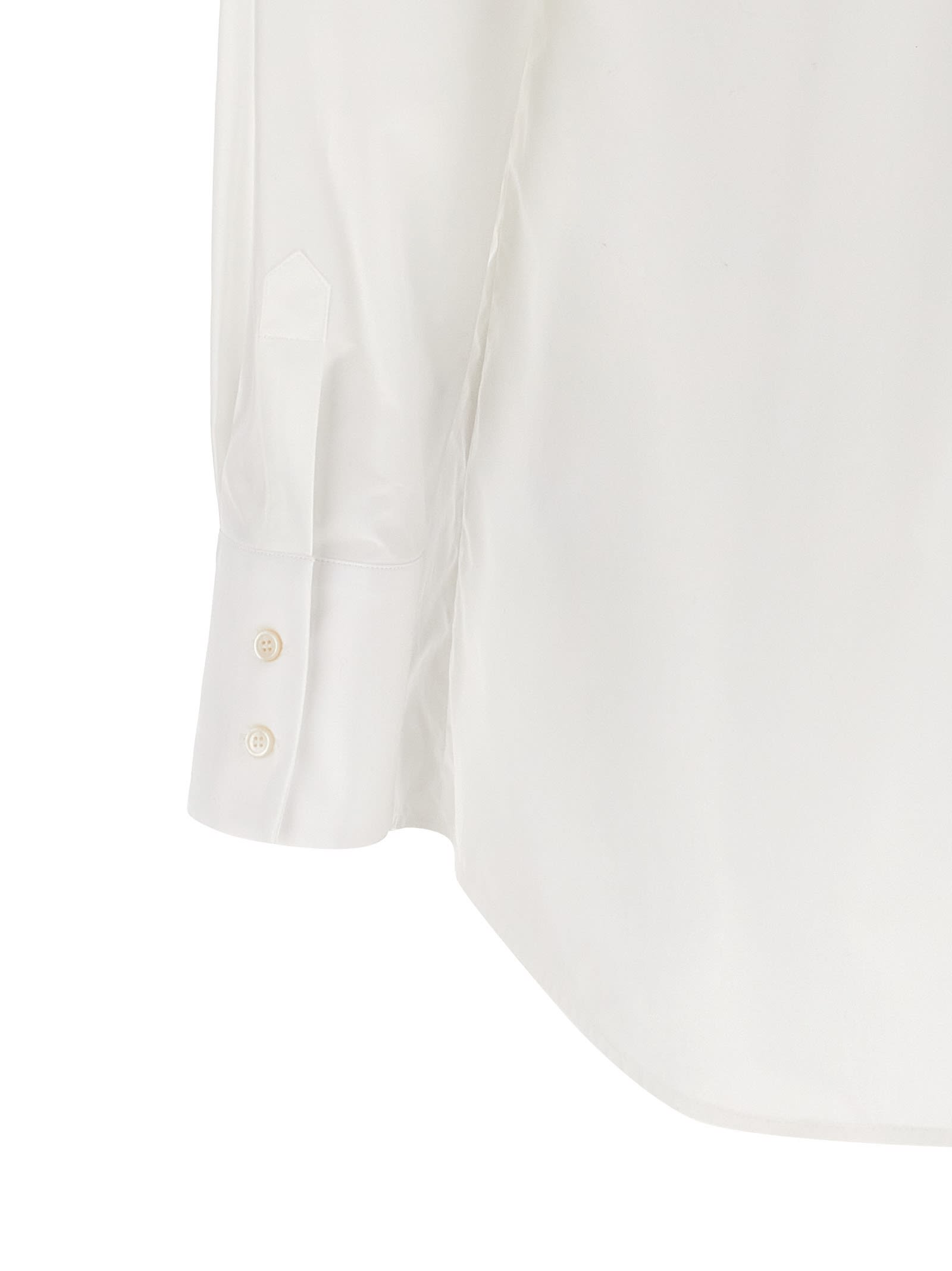 Fabiana Filippi Cotton Poplin Shirt With Knotted Lace Collar In White