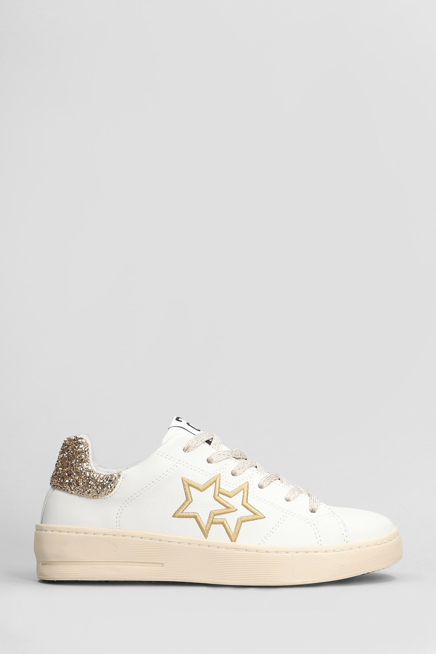 Sneakers In White Leather And Fabric