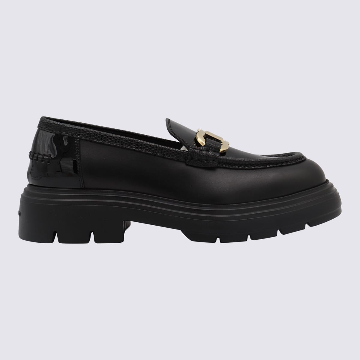 Ferragamo Black Leather Loafers