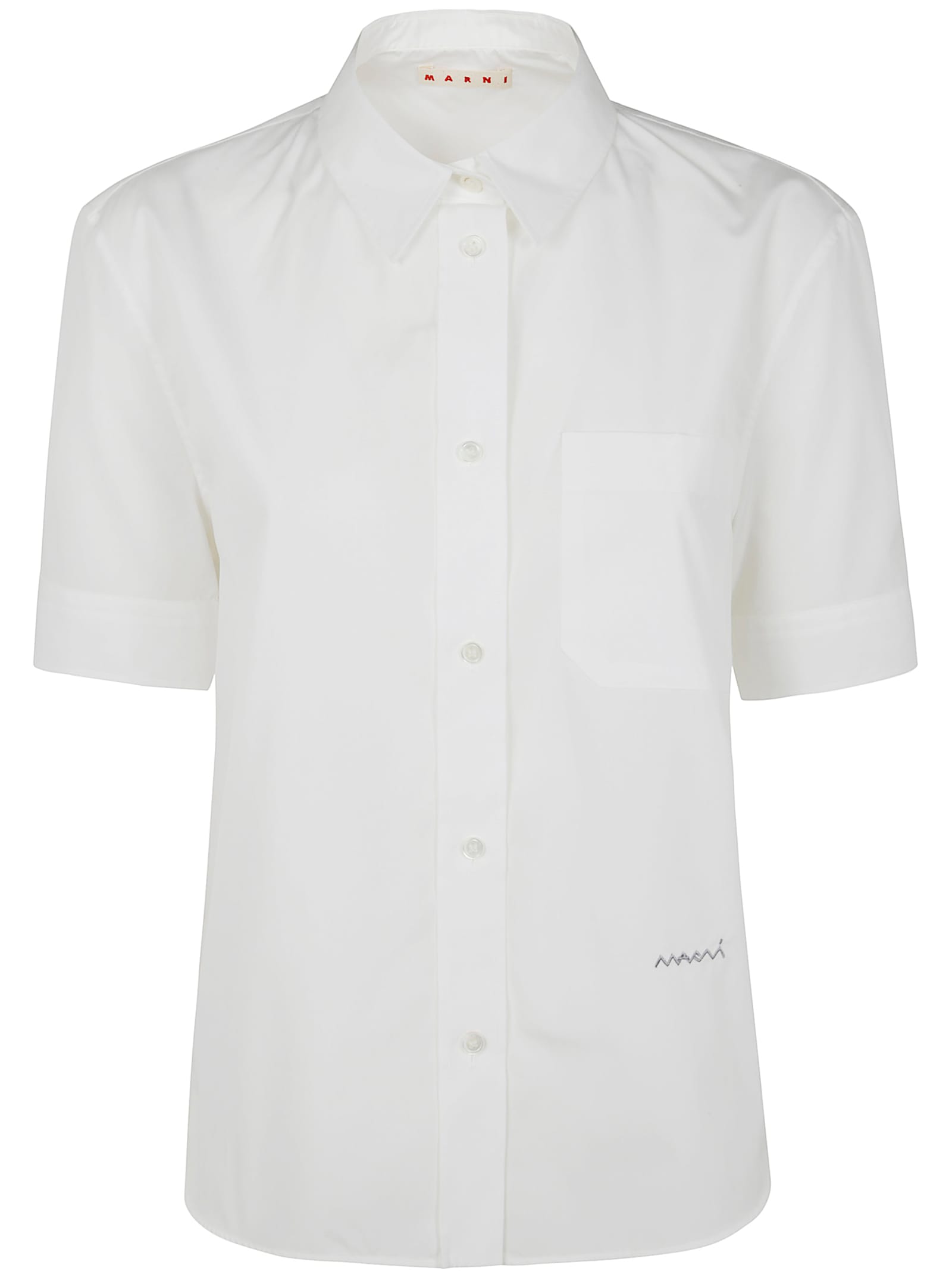 Marni Short-sleeved Tailored Cotton Shirt In Lily White
