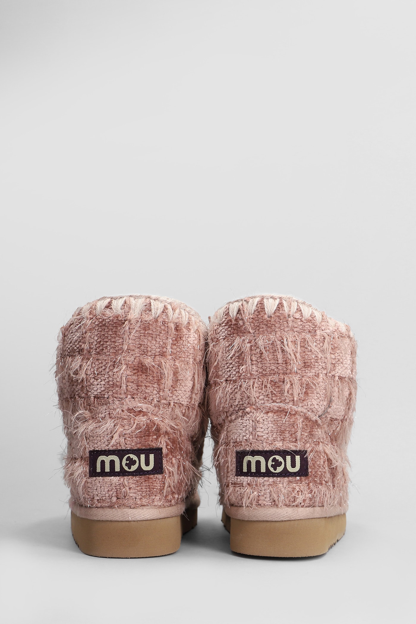 Shop Mou Eskimo 18 Low Heels Ankle Boots In Rose-pink Leather