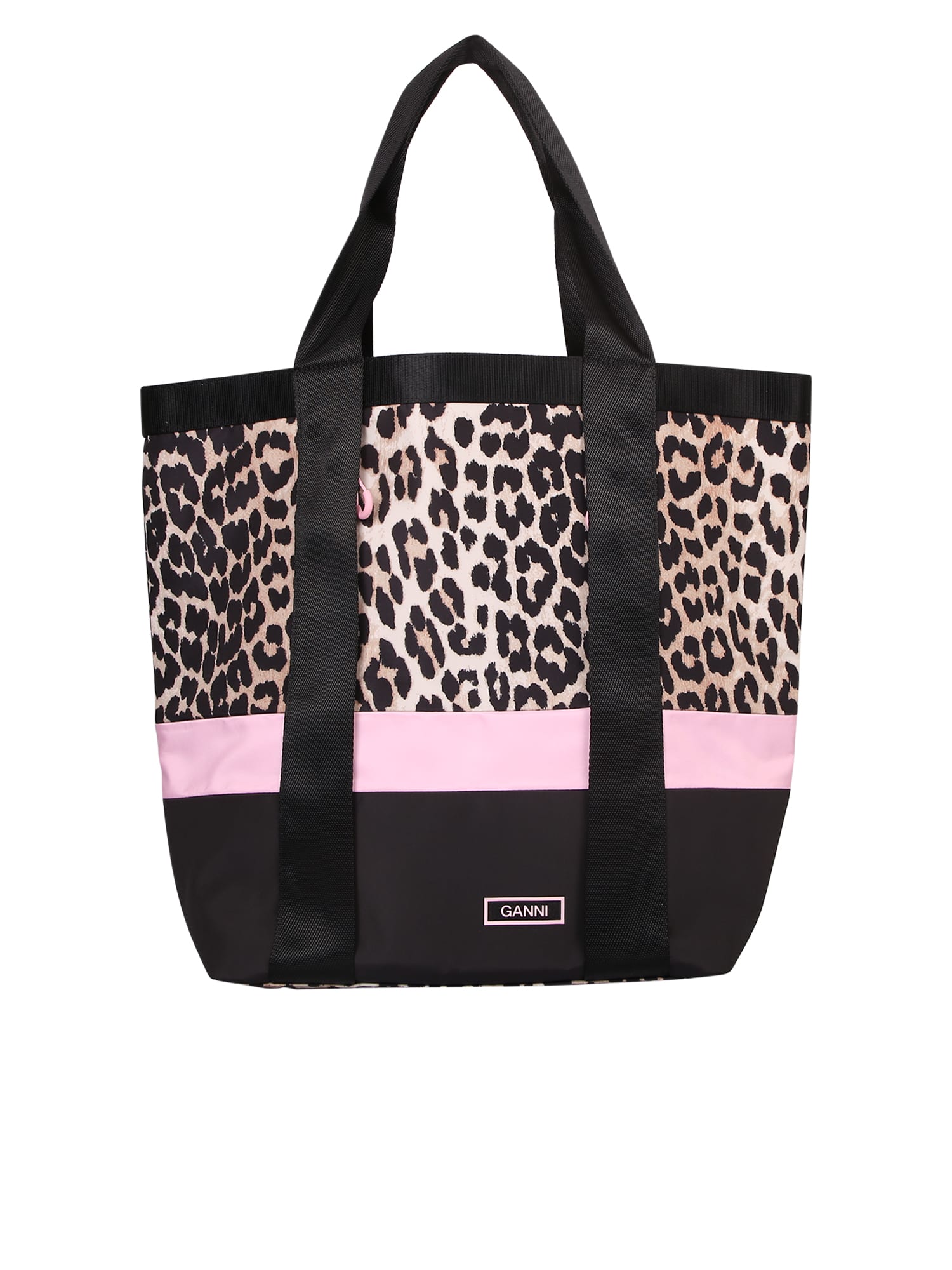 Ganni Leopard-print Panel Tote Bag