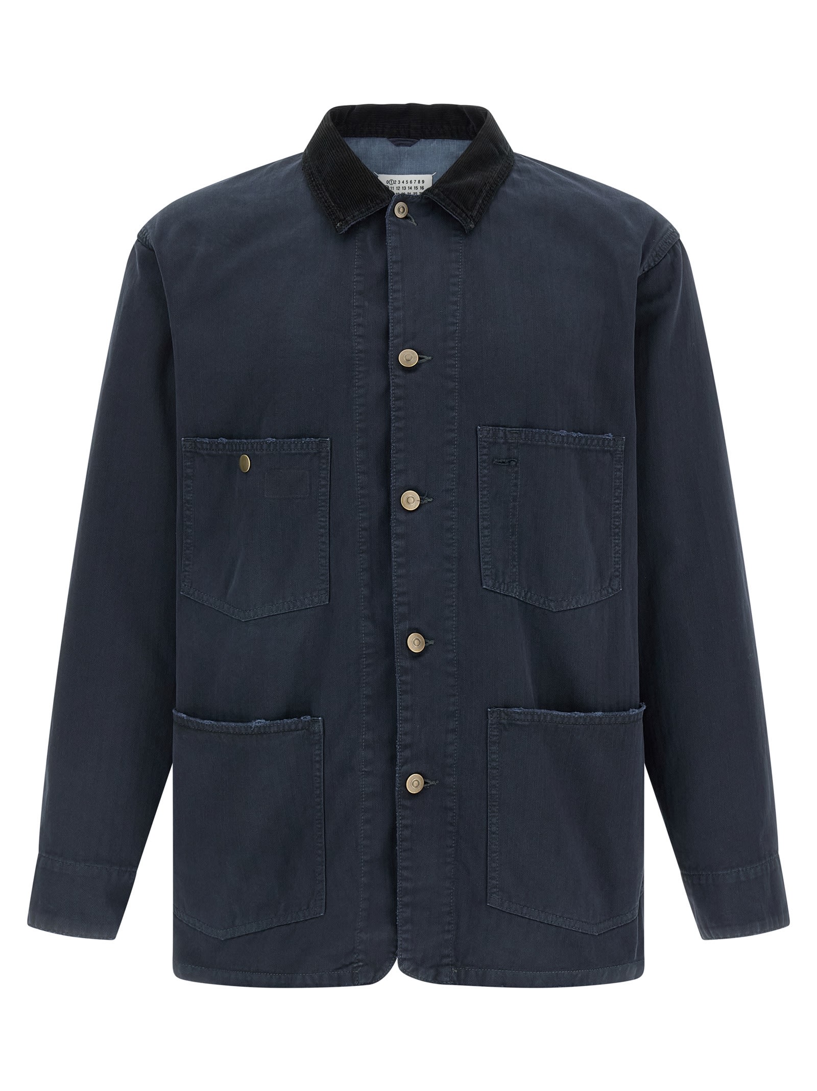 Maison Margiela Tailored Sports Jacket With Collar And Long Sleeves In Blue