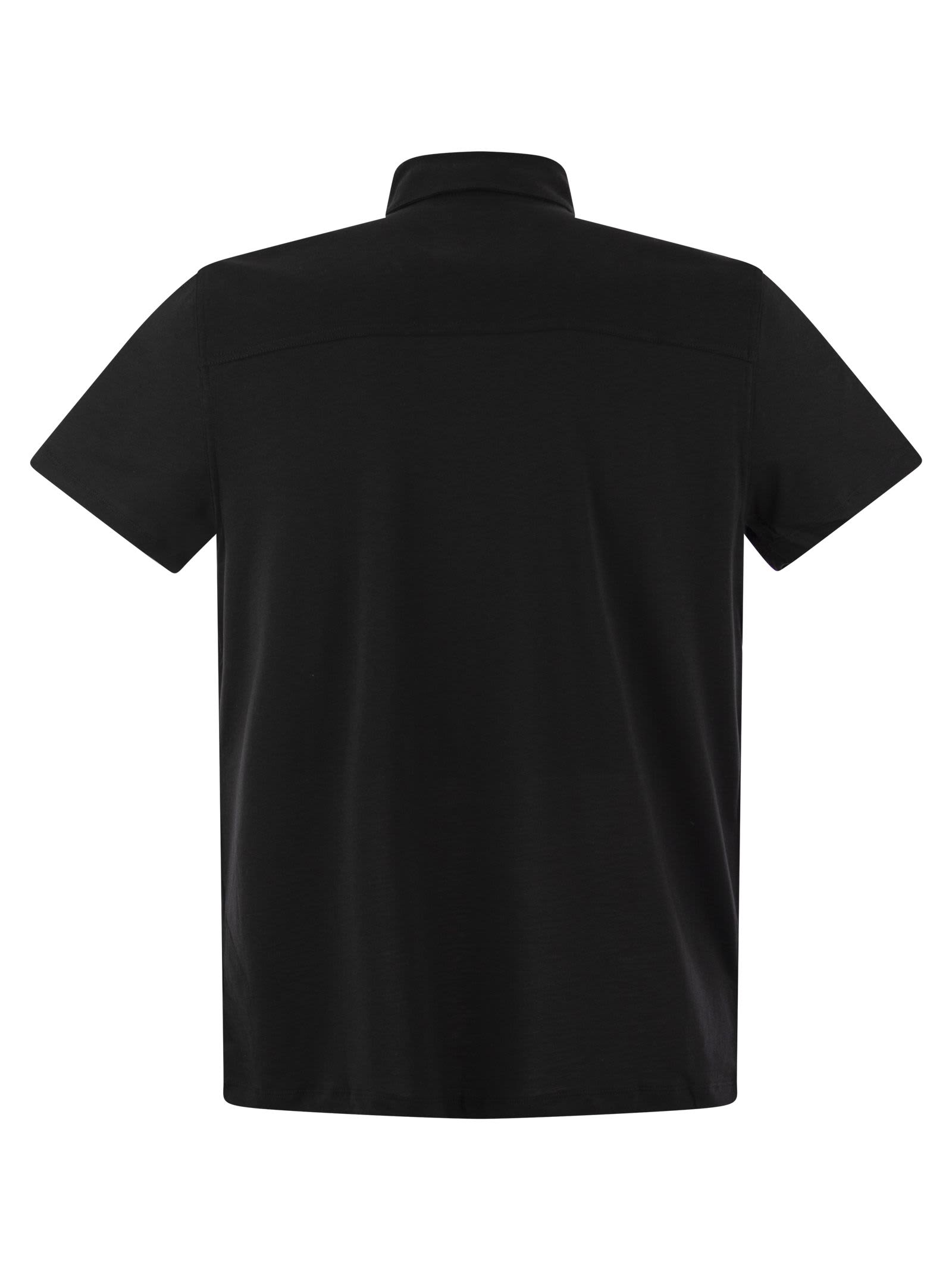 Shop Majestic Short-sleeved Polo Shirt In Lyocell In Noir