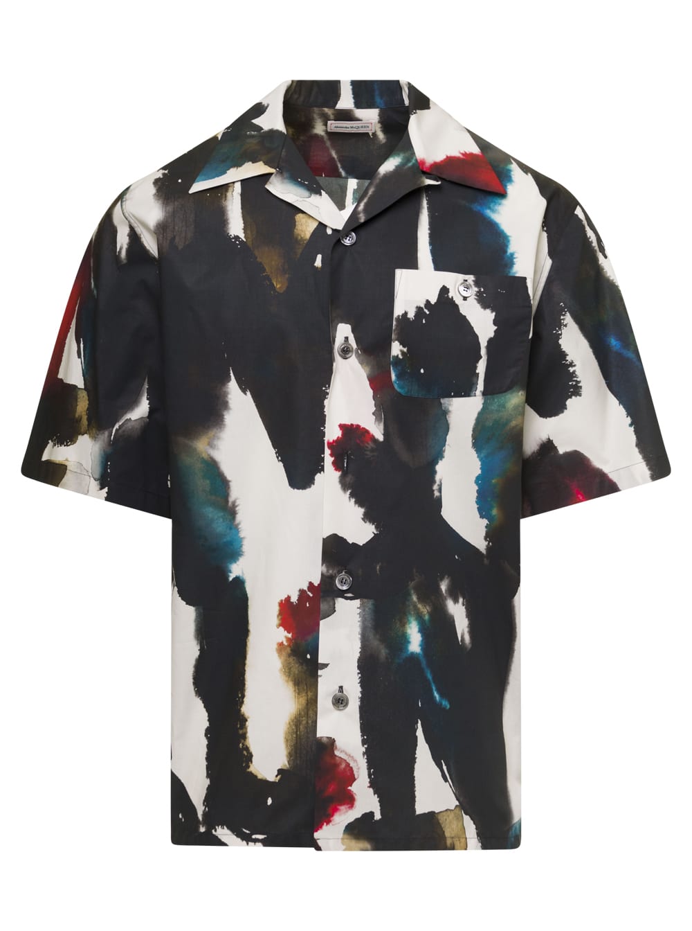 Alexander McQueen Hawaiian Shirt With All-over Multicolor Print In Cotton Man Alexander Mcqueen