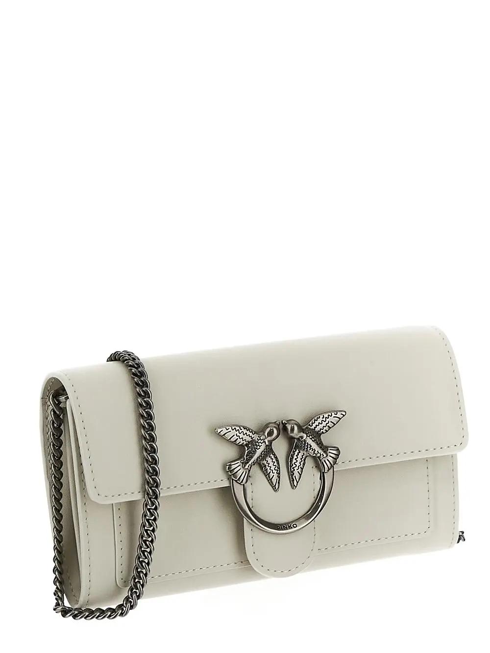 Shop Pinko Love One Simply Wallet In Bianco Seta-old Silver