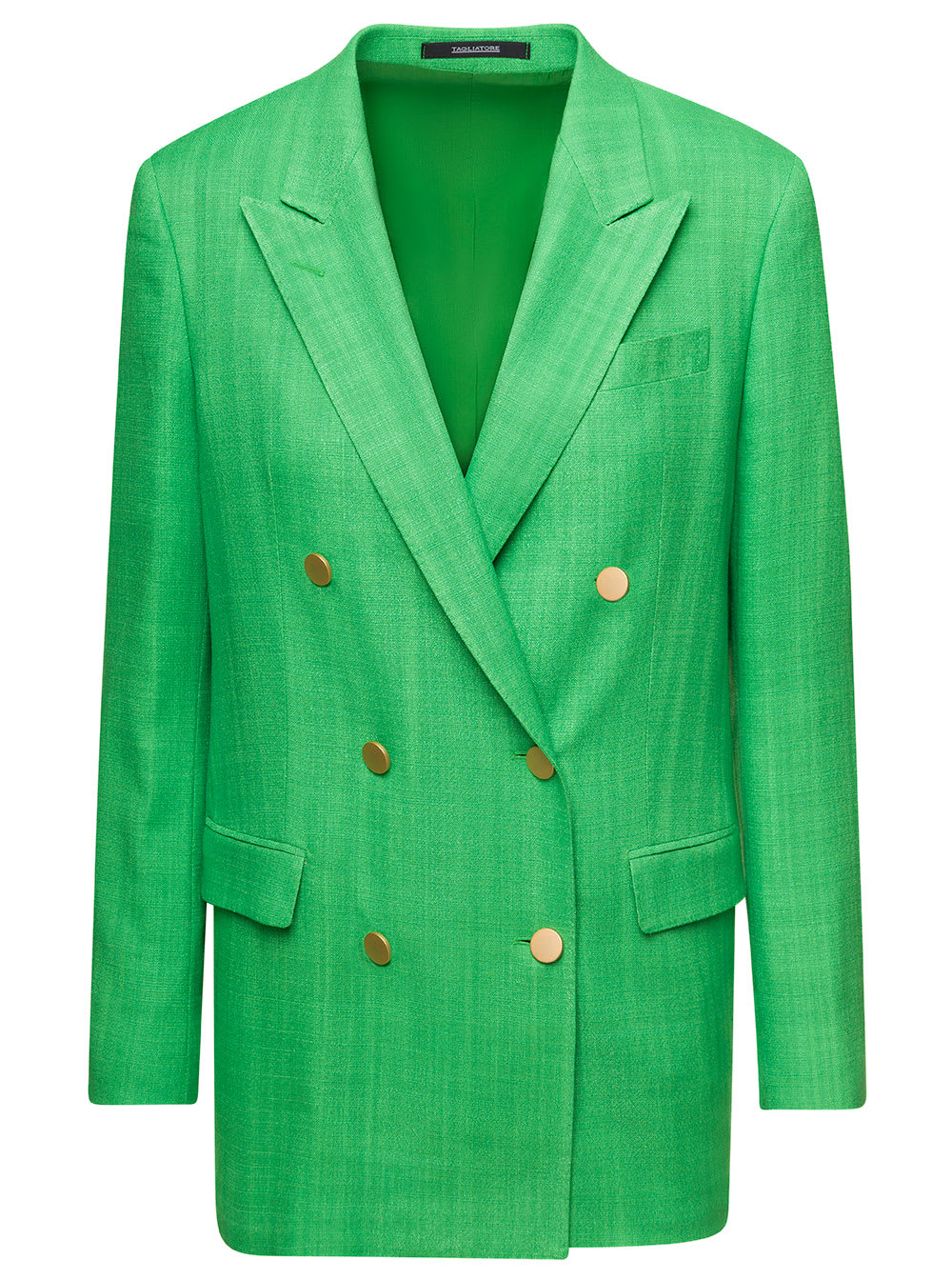 Tagliatore Jasmine Green Double-Breasted Jacket With Gold-Tone Buttons In Viscose Blend Woman
