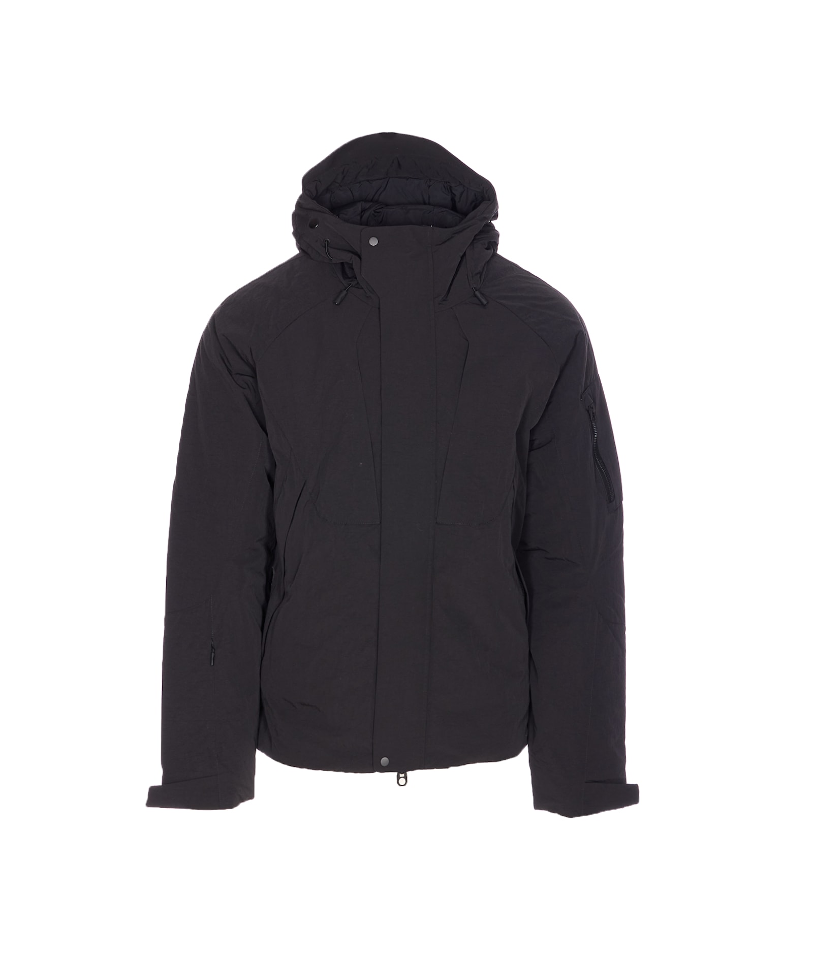 Jg1 Hybrid Hooded Down Jacket In Black