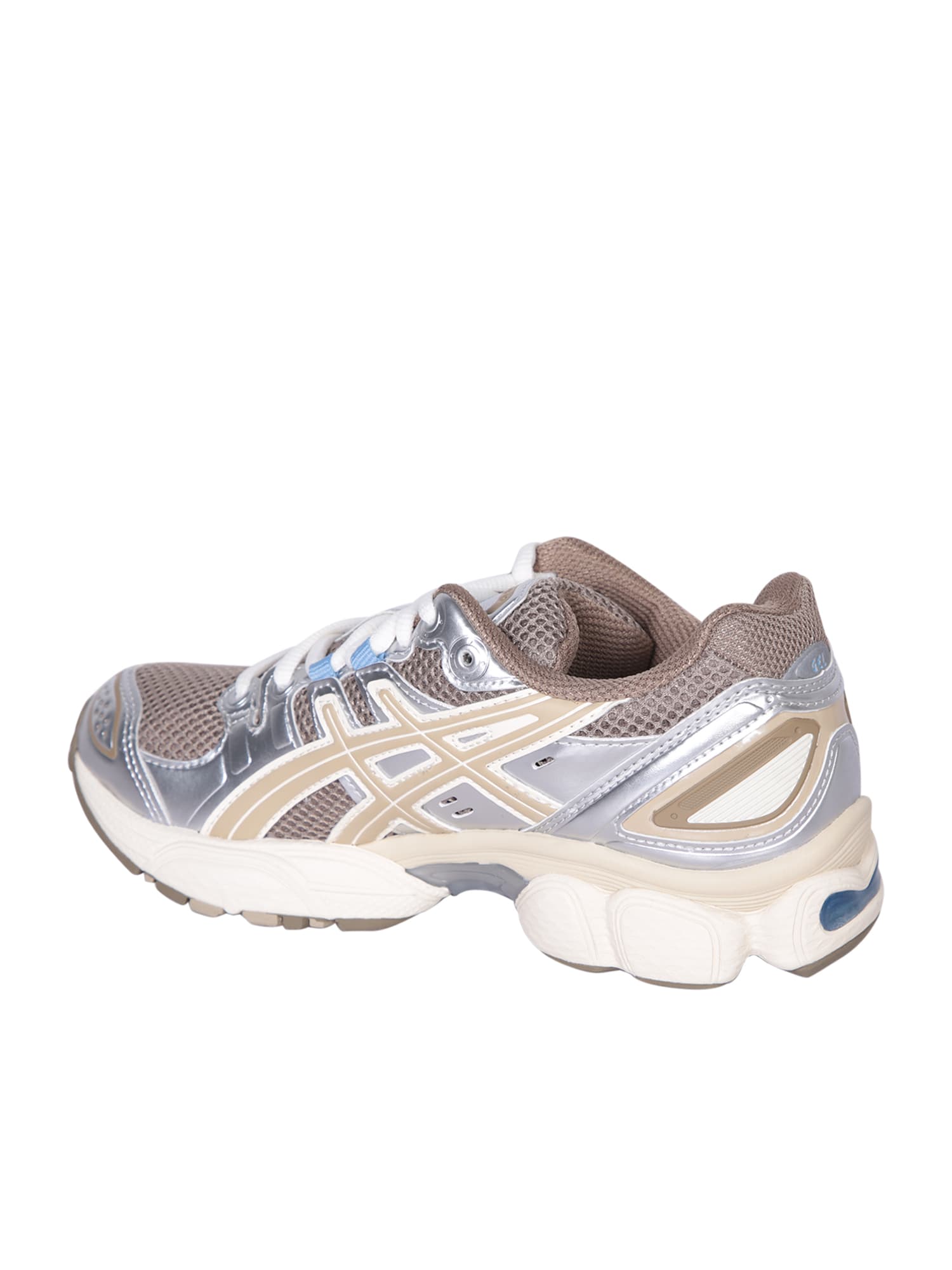 Shop Asics Nimbus 9 Sneakers In Beige And Light Blue