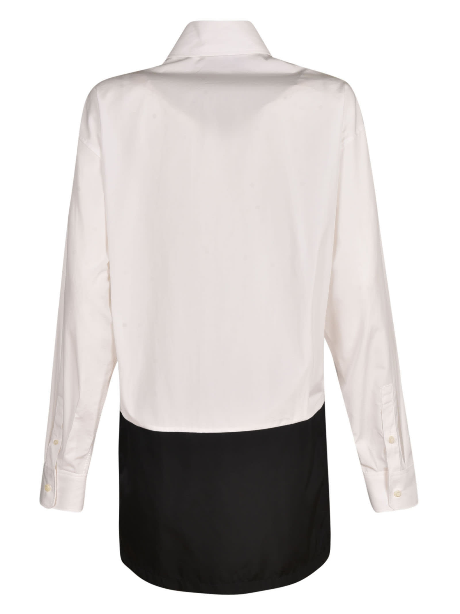 Shop Prada Buttoned Shirt Dress In White/black