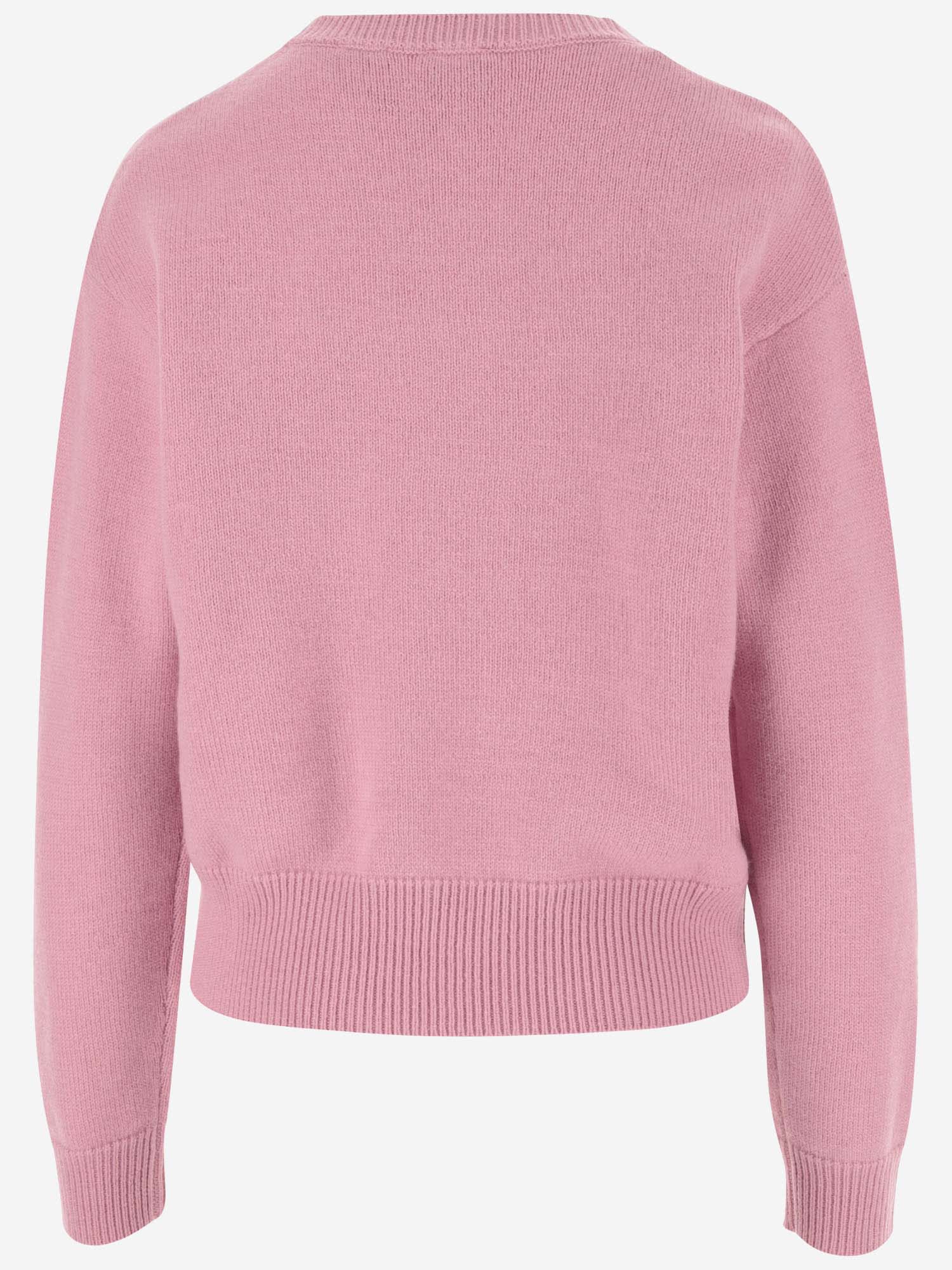 Shop Pinko Wool Sweater With Logo In Rosa E Marrone