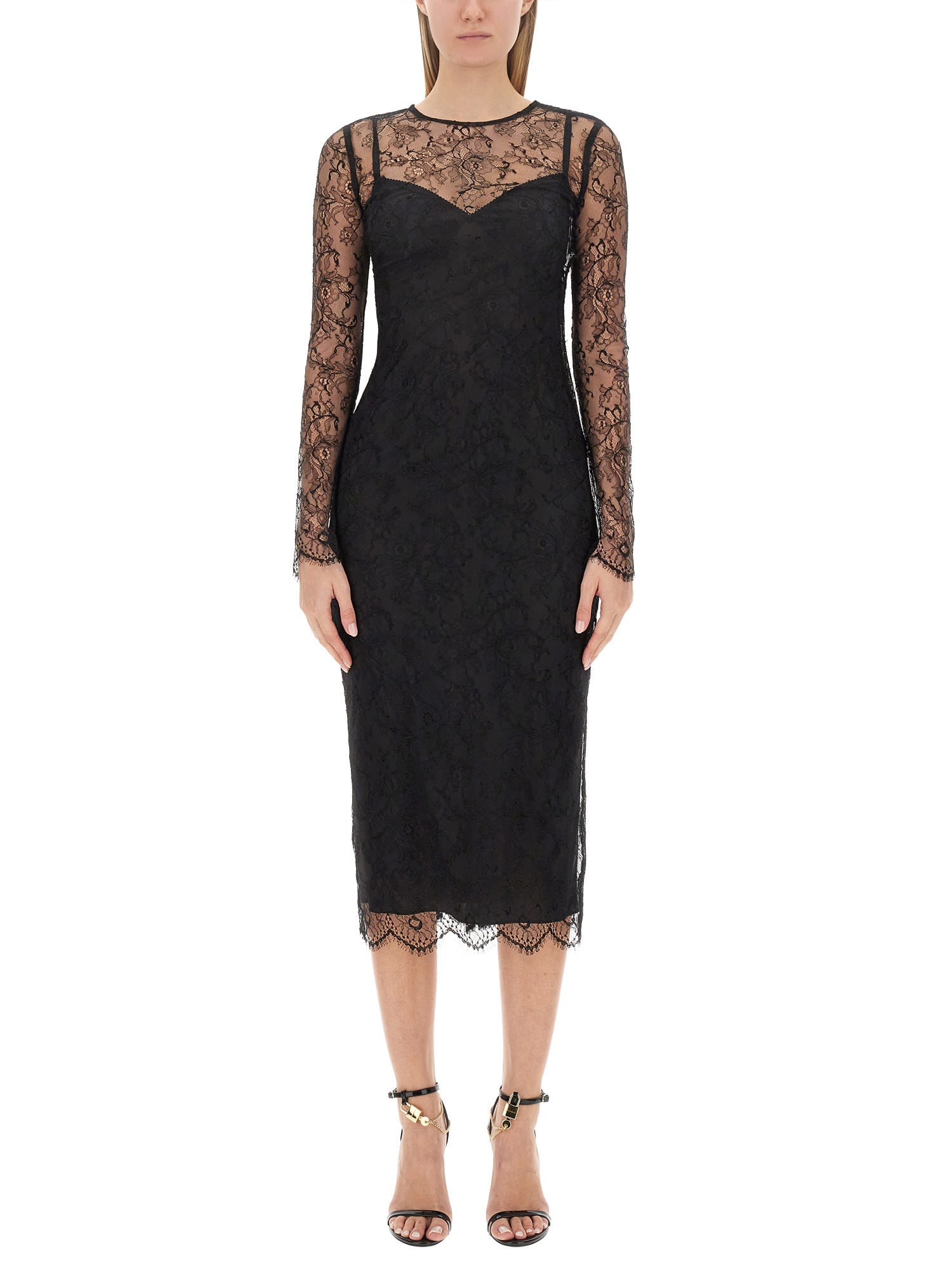 Shop Dolce & Gabbana Longuette Dress In Black