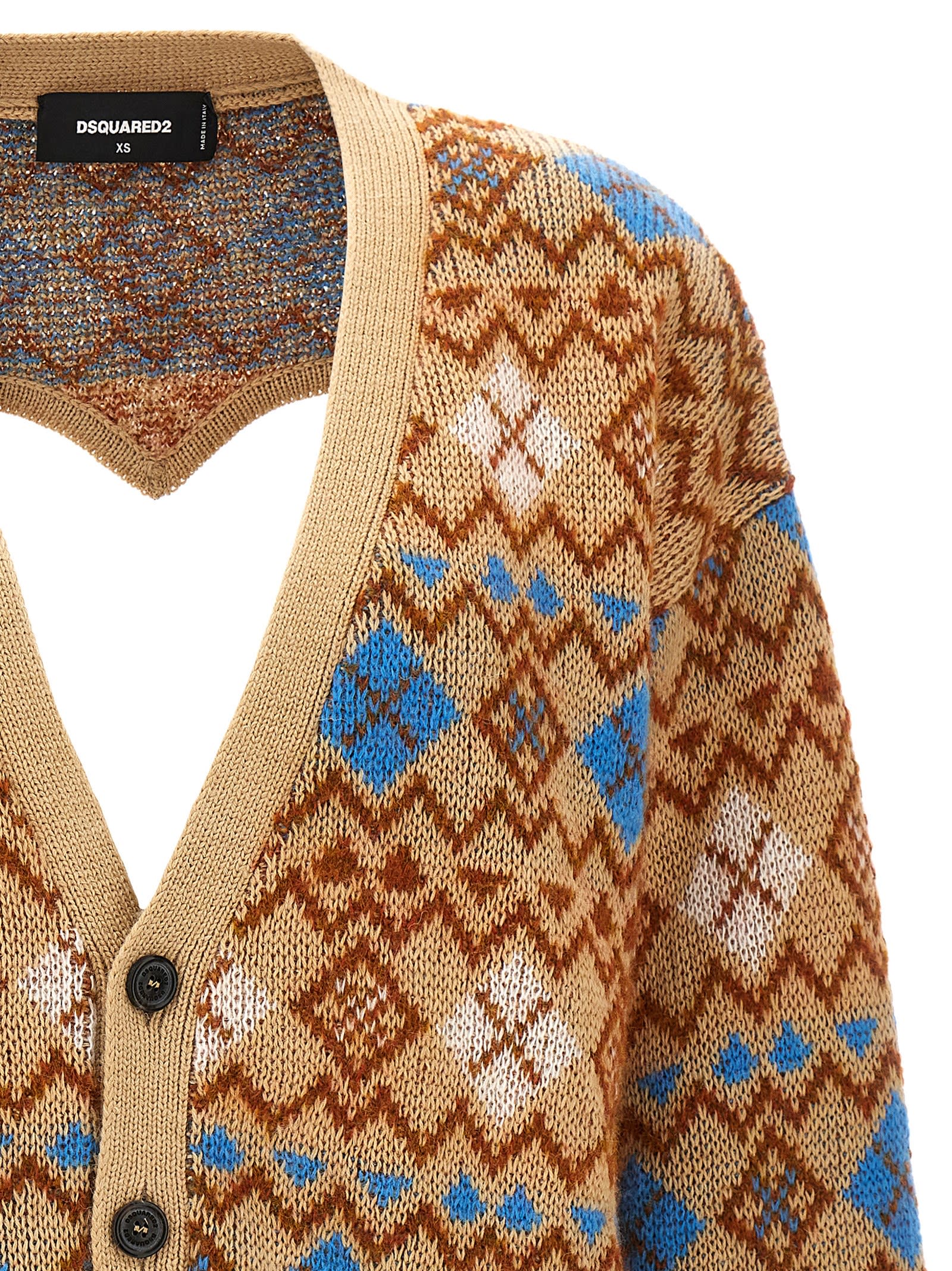 Shop Dsquared2 Heart Vintage Shetland Cardigan In Multicolor