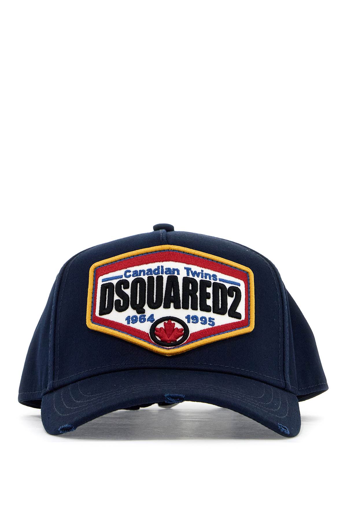 Shop Dsquared2 Cotton Gabardine Baseball Cap With In Blu Giallo