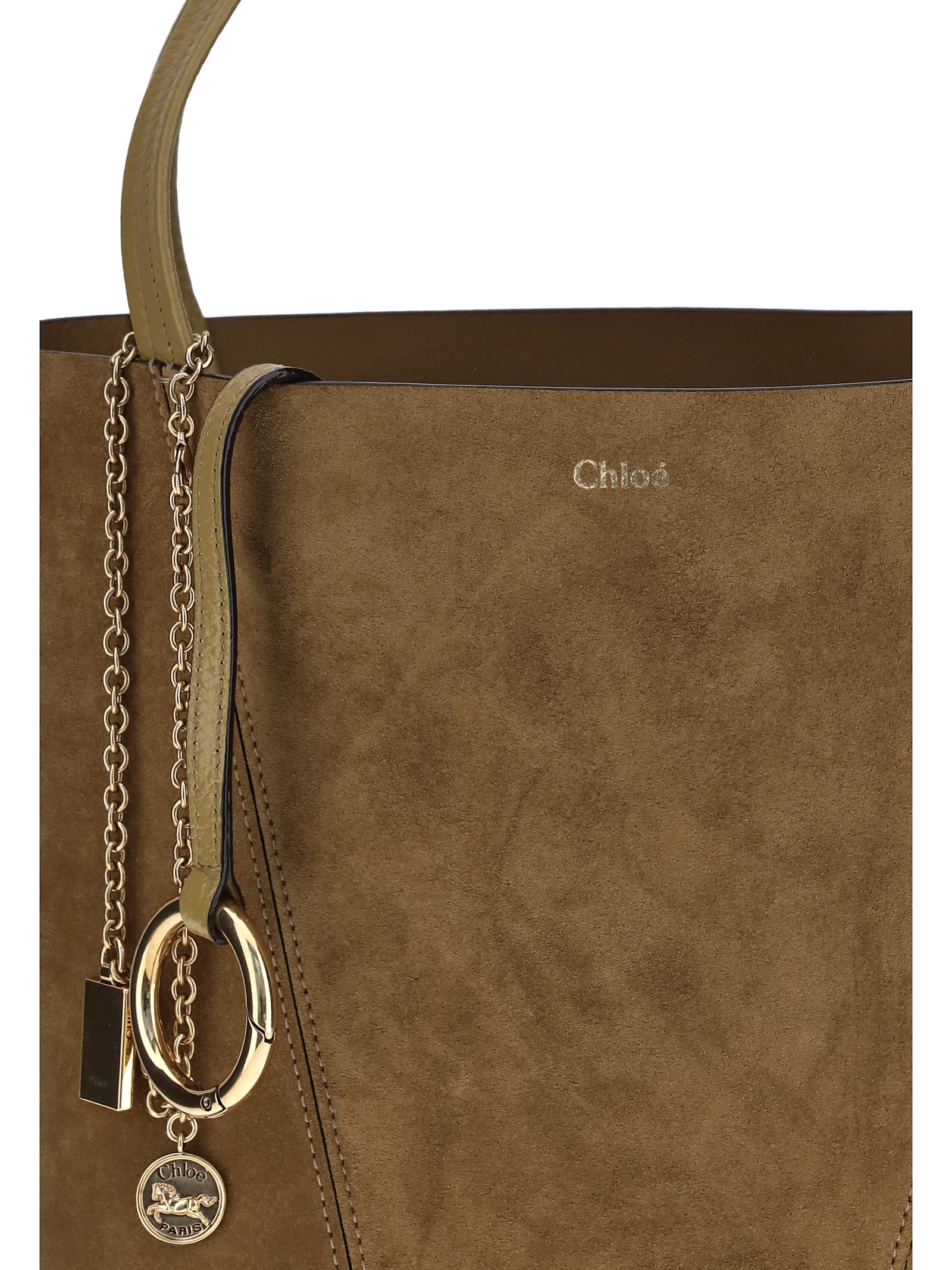 Chloé Women Suede Spin Tote Bag In Brown
