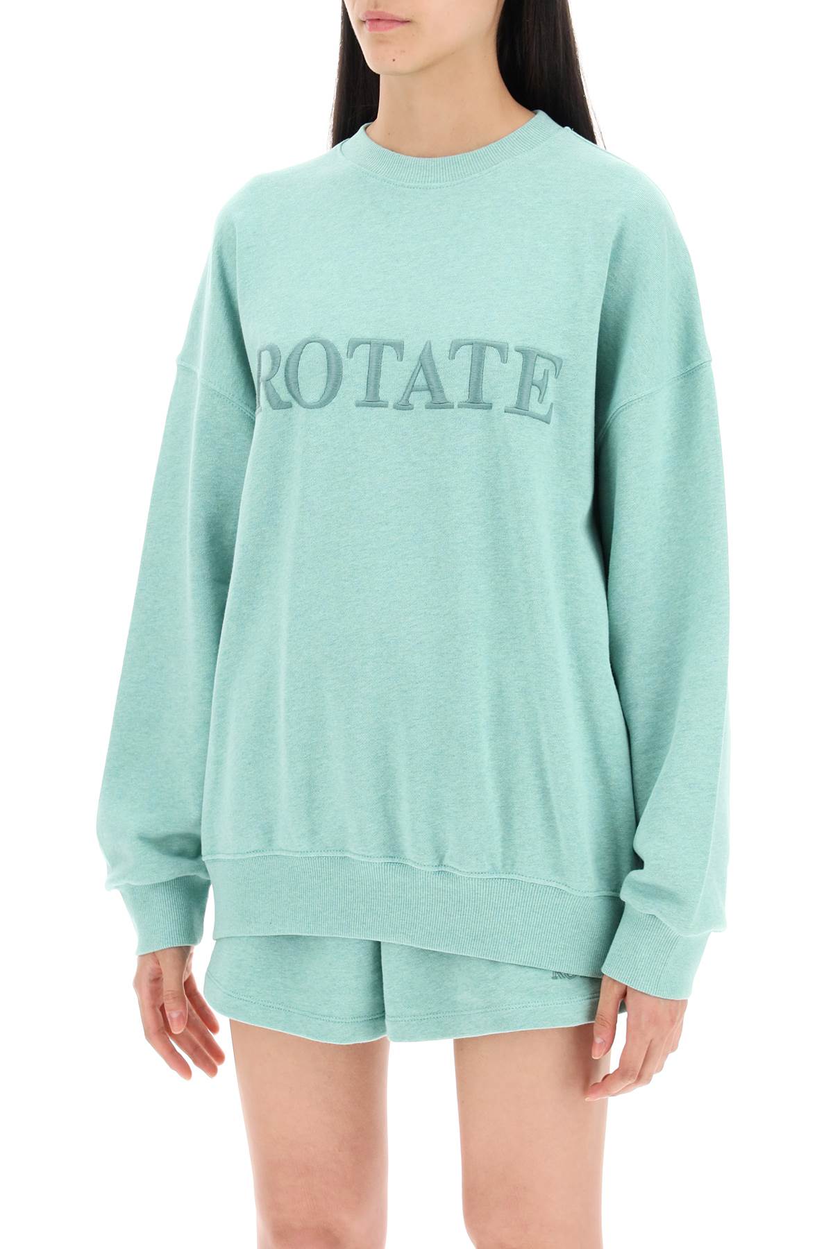 Shop Rotate Birger Christensen Logo Crewneck Sweatshirt In Granite Green