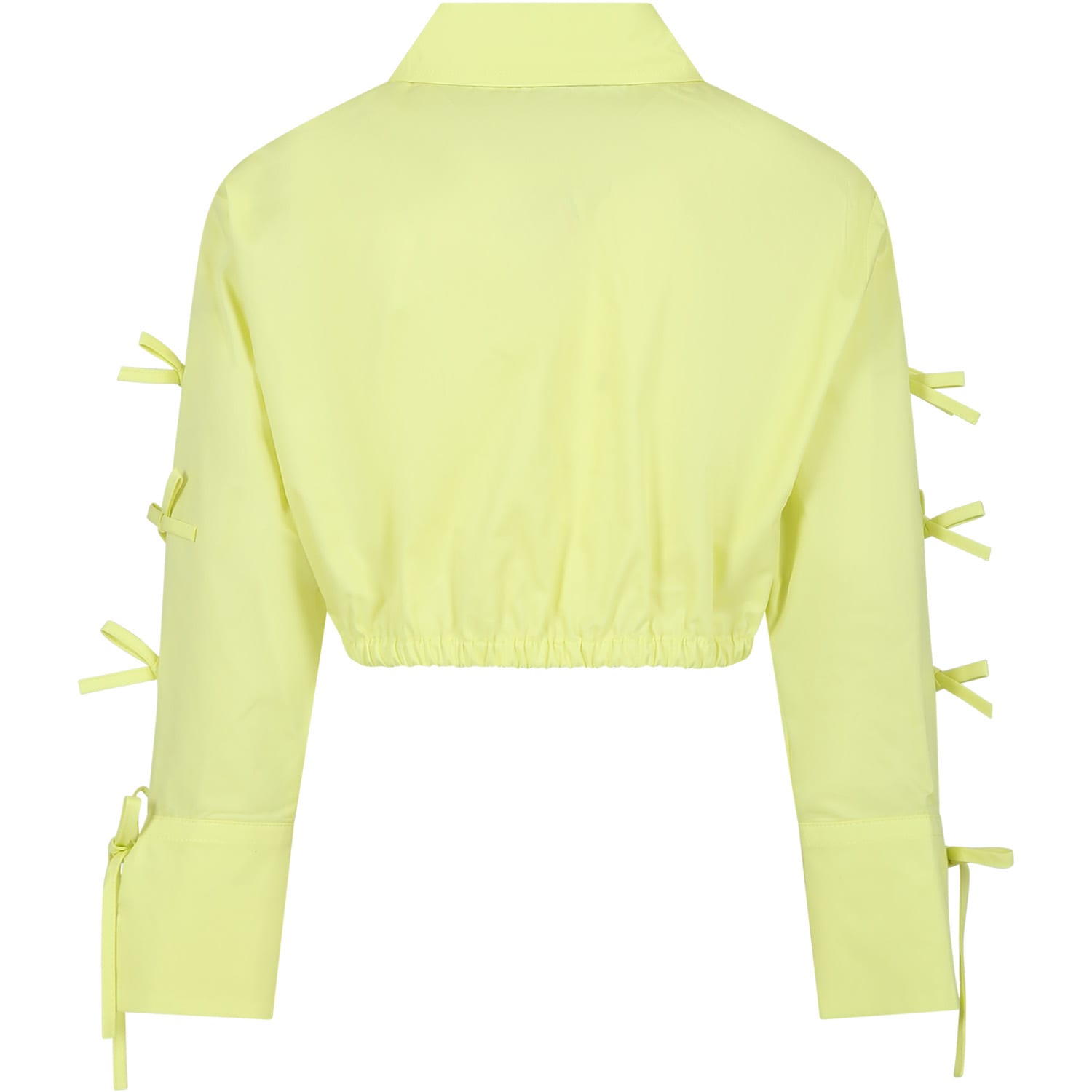 Shop Msgm Yellow Shirt For Girl With Bows