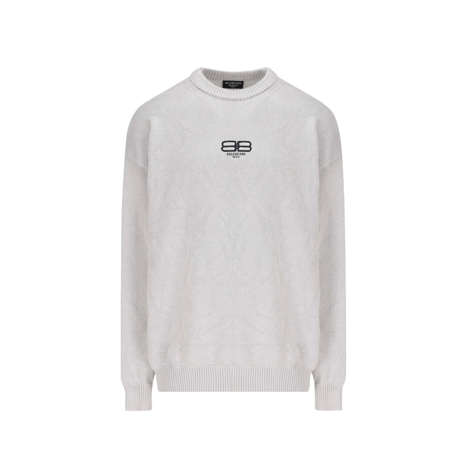 Shop Balenciaga Logo Sweater In Gray