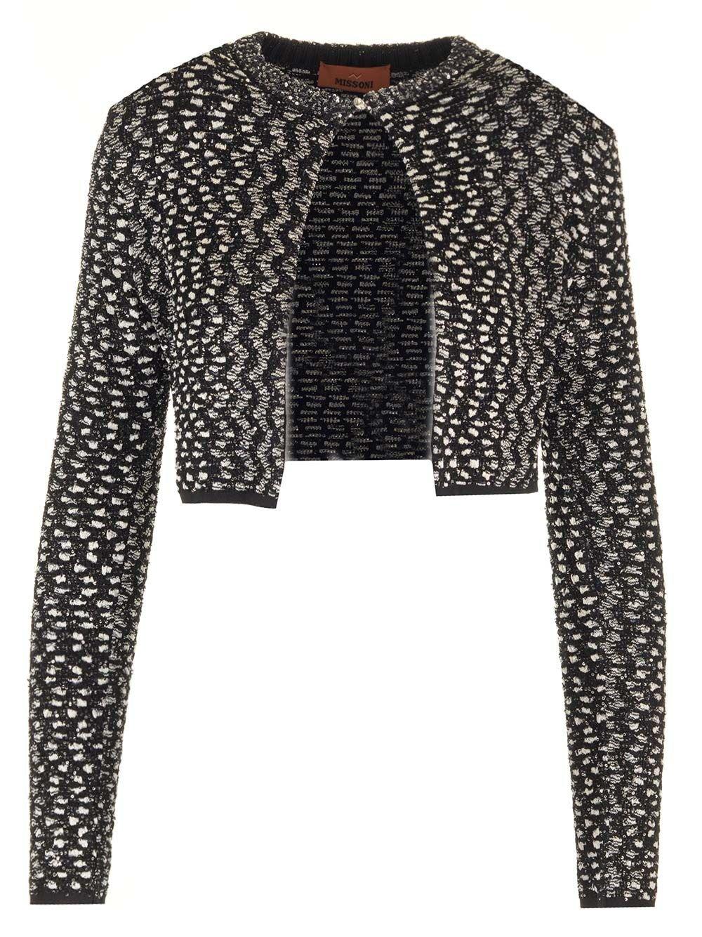 Shop Missoni Sequin-embellished Cropped Cardigan In Kg Black