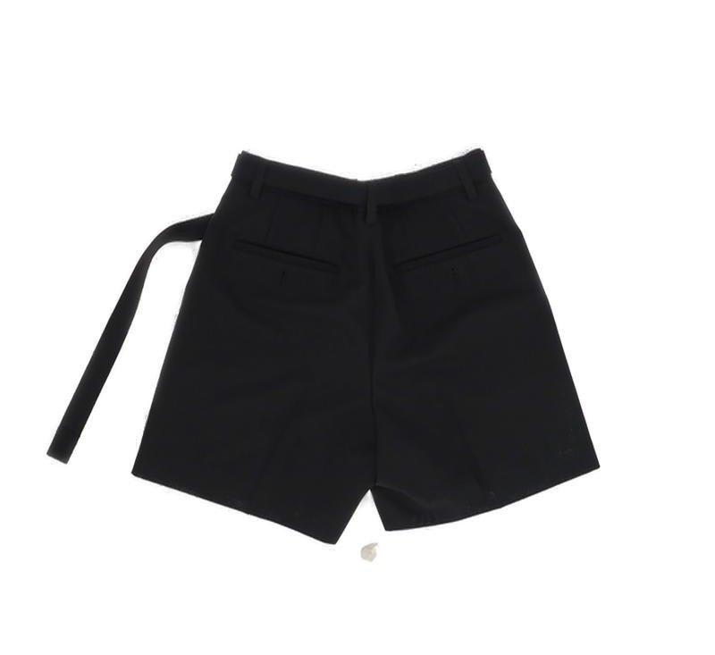 Shop Sacai Logo-engraved Belted Bermuda Shorts In Black